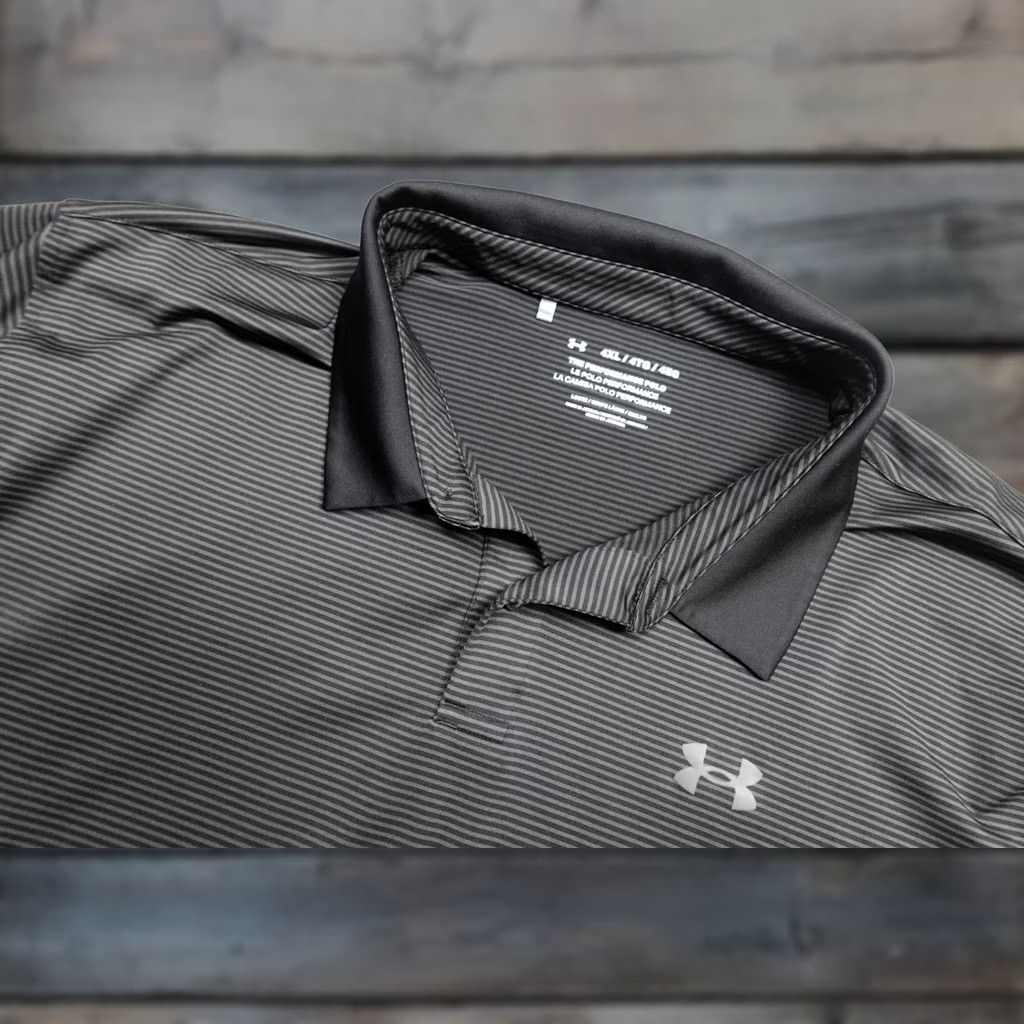 Under Armour Under Armour The Performance Polo Mens 4XL Gray Stripe Golf Stretch Lightweight Polo Shirt Size US XXL / EU 58 / 5 - 1 Thumbnail
