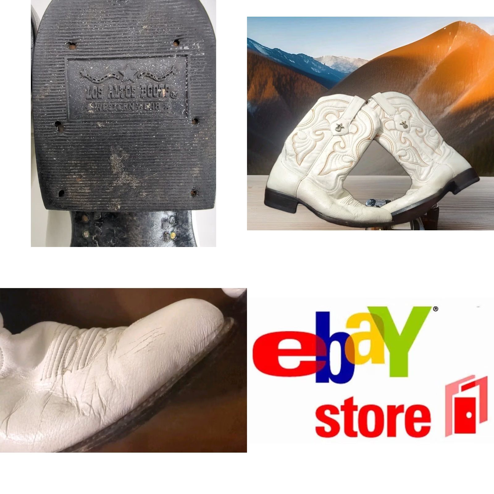 Vintage Los Altos Western Boots White Country Concert Show Men 6.5 7 Women 8 Wide Size US 7 / IT 37 - 9 Thumbnail