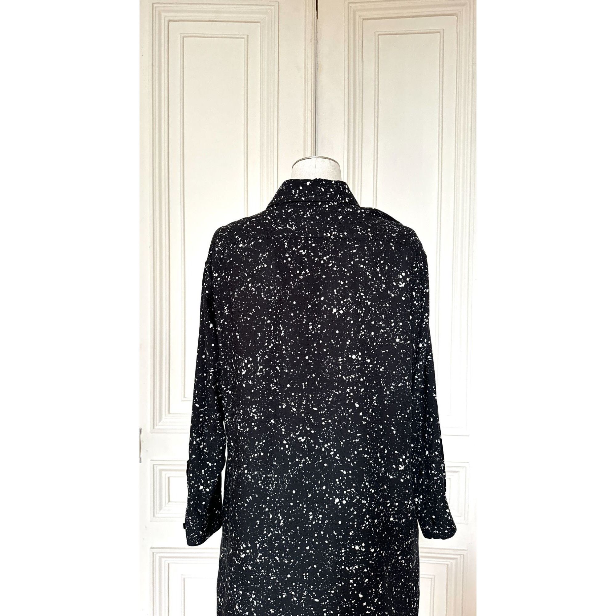 Saint Laurent Paris Hedi Slimane 2015 Black Splattered Shirt Size S / US 4 / IT 40 - 5 Thumbnail