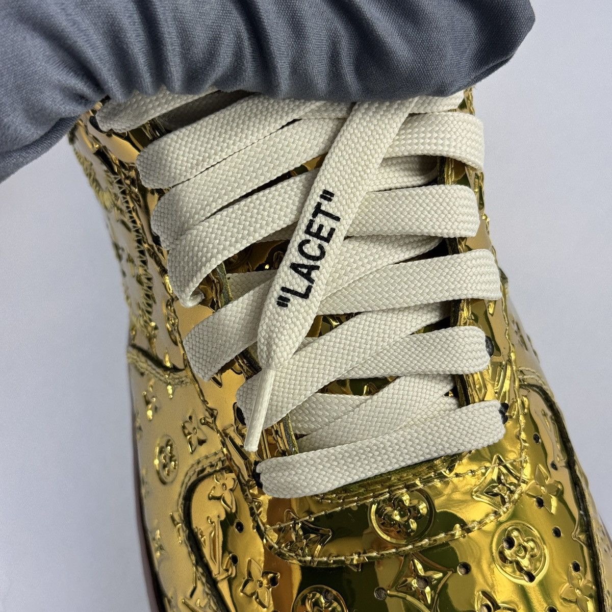 Louis Vuitton x Nike Air Force 1 By Virgil Abloh Gold Sneakers Size US 7.5 / EU 40-41 - 13 Thumbnail