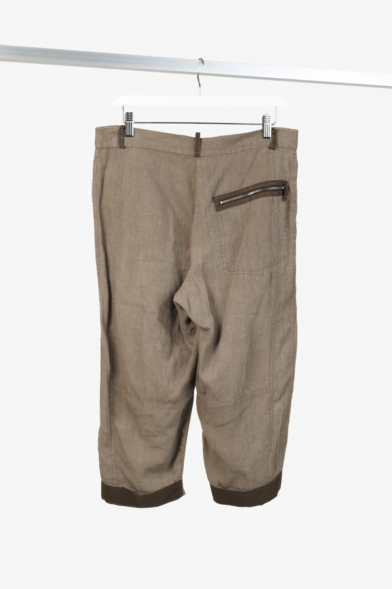 Annette Gortz Annette Gortz Rai Brown Linen Trim-Detail Zip-Pocket Culotte Size 32" / US 10 / IT 46 - 2 Thumbnail