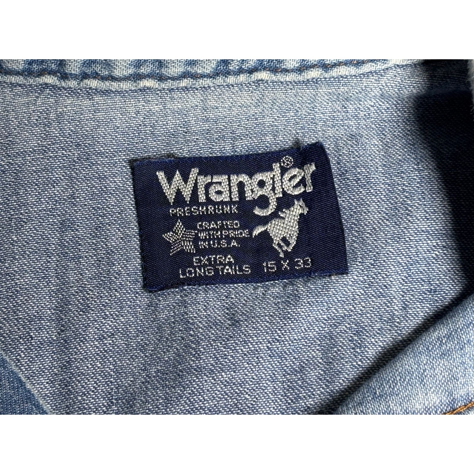 Wrangler Wrangler ProGear Denim Western Shirt USA Made 15x33 Long Size US M / EU 48-50 / 2 - 2 Thumbnail