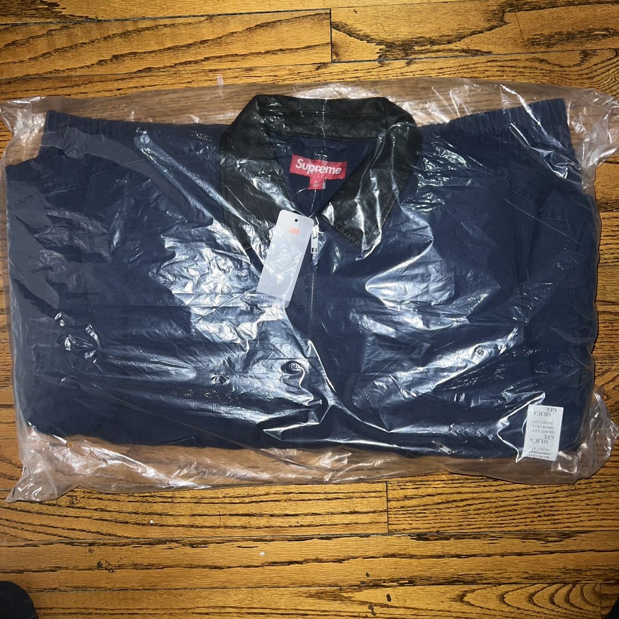 Supreme Supreme Leather Collar Utility Jacket Navy Size: XL Size US XL / EU 56 / 4 - 4 Thumbnail