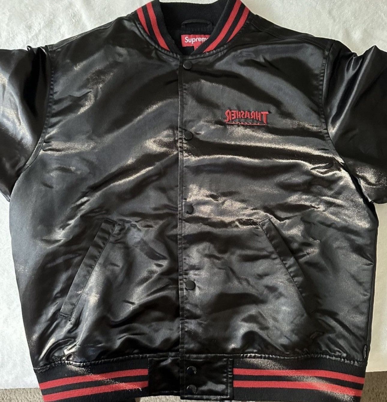 Supreme Thrasher® Satin Varsity Jacket M Brand New Supreme x