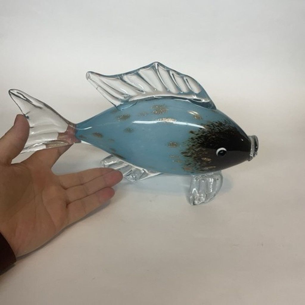 Murano VTG Large Murano Style ArtGlass Fish Sculpture 11"x6.5” Flaw Size ONE SIZE - 8 Thumbnail