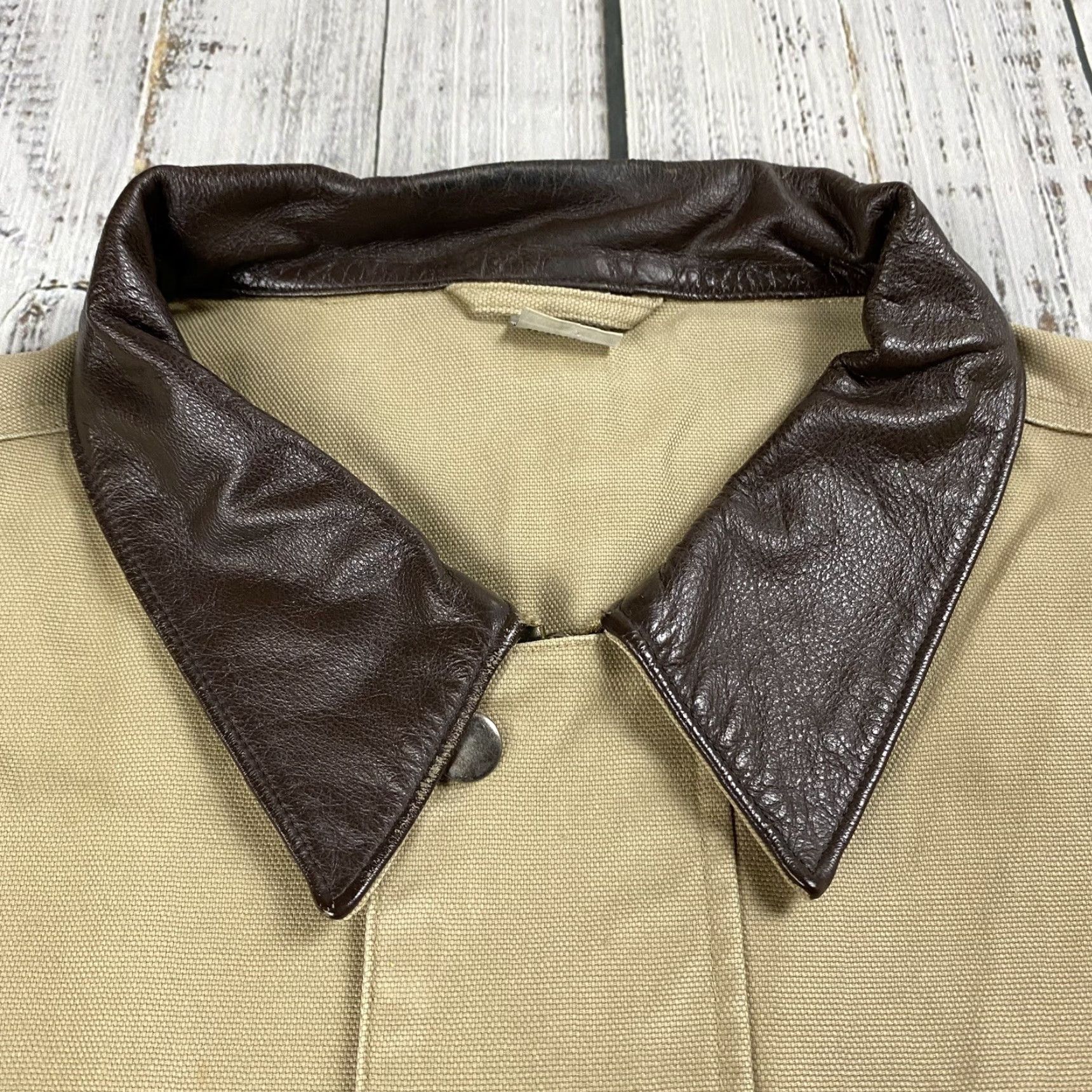 Vintage VINTAGE AMERICAN ACCESSORIES DUCK CANVAS CHORE COAT JACKET MENS XL BEIGE WORK BARN COAT Size US XL / EU 56 / 4 - 4 Thumbnail