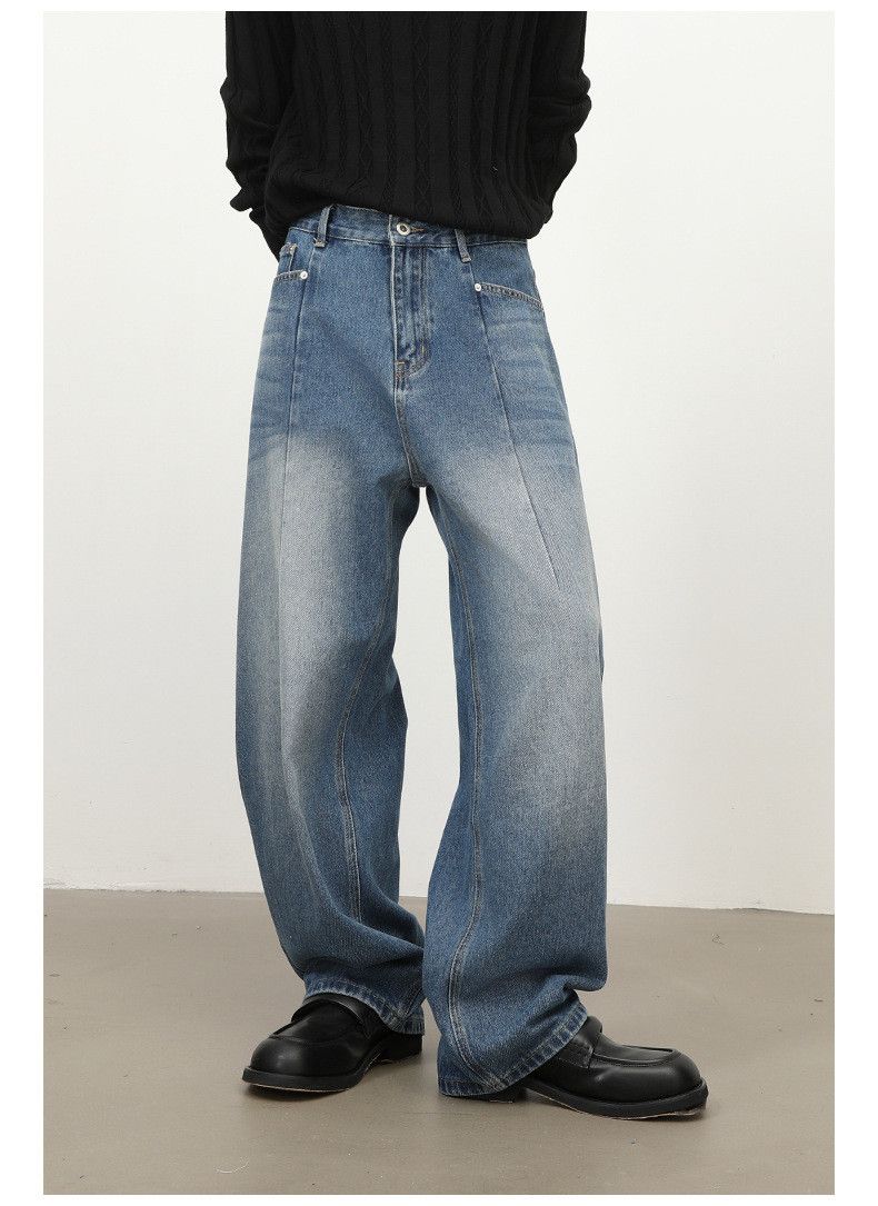 Japanese Brand American retro washed men's loose wide-leg curved jeans Size US 32 / EU 48 - 2 Thumbnail