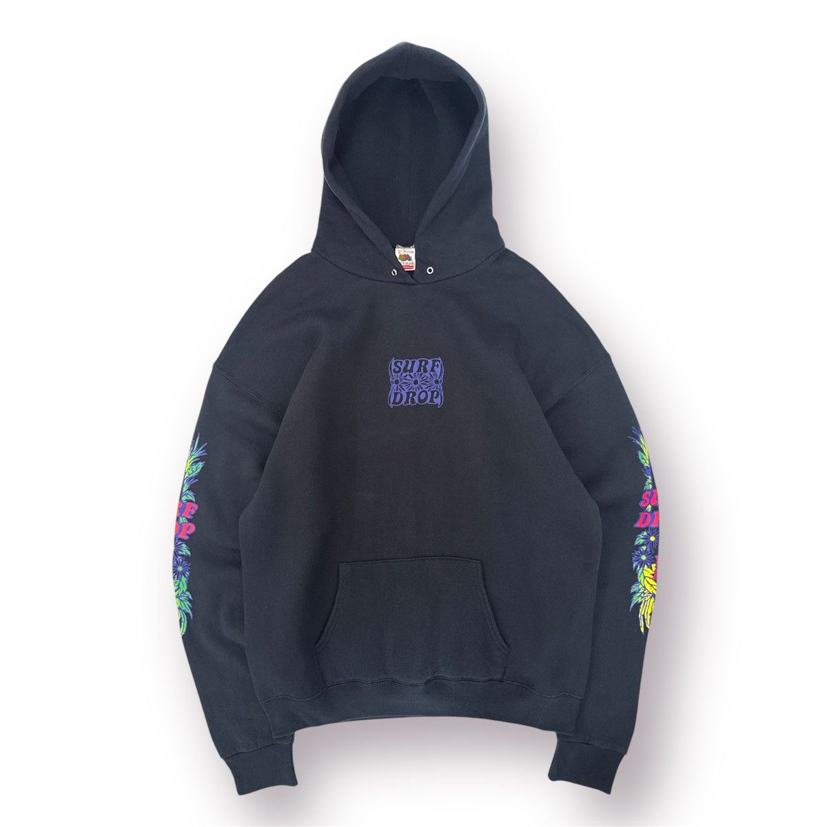 Vintage 🔥 Vtg Surf Drop Hoodie in Black Psychedelic Surf Streetwear Size US L / EU 52-54 / 3 - 1 Thumbnail