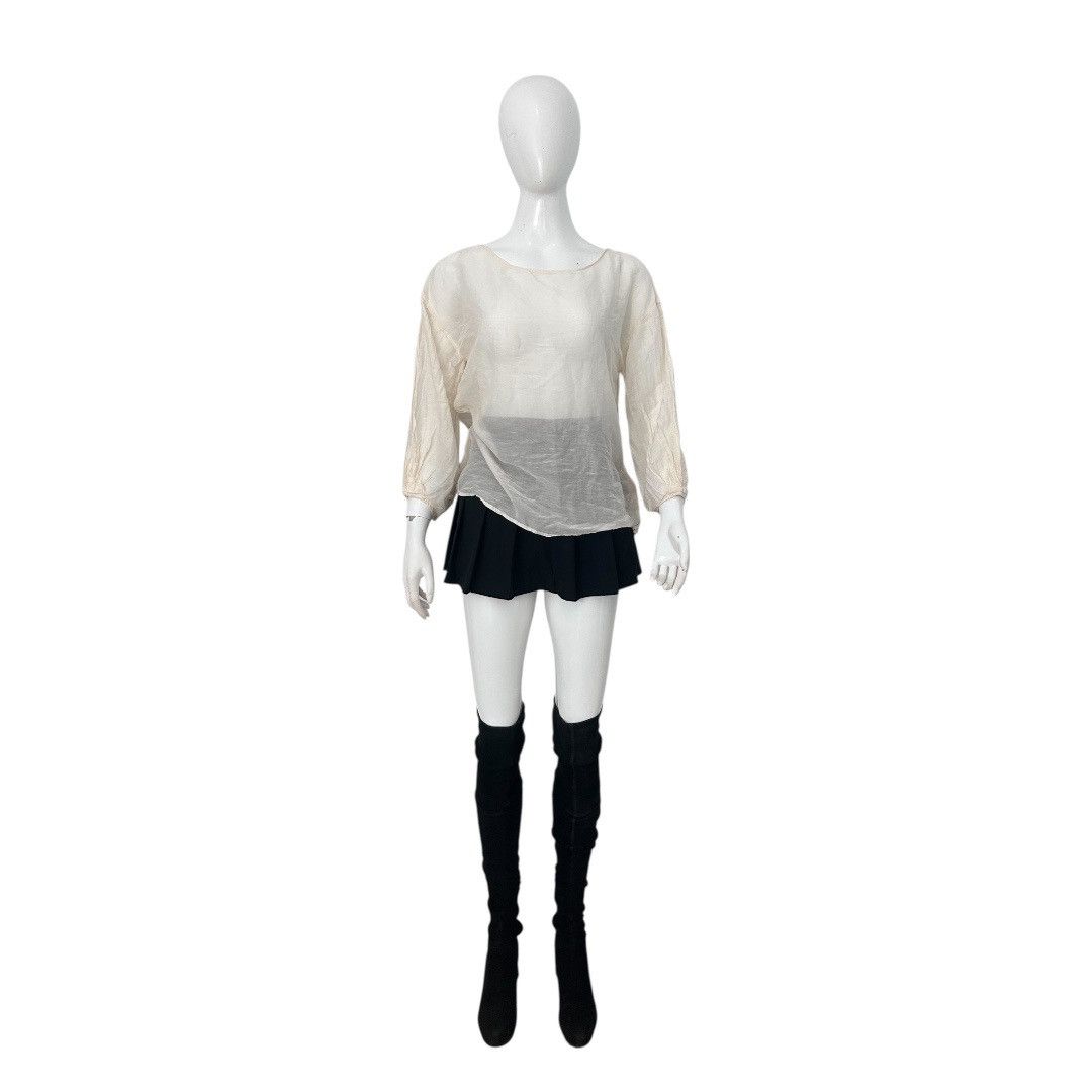 GOA Natural Vintage Goa Sheer Flowy Blouse Minimalist Boho Top Size M / US 6-8 / IT 42-44 - 2 Thumbnail