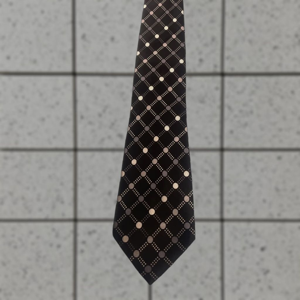 Alfani VINTAGE Alfani Tie Geometric Wide Silk Black White Monster 70s 1990s Mens Size ONE SIZE - 1 Thumbnail