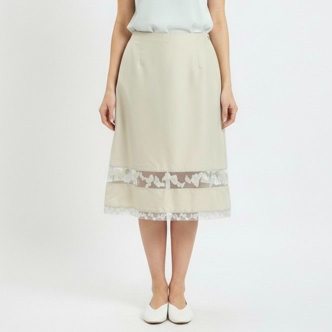 Other Pistachio Green Organza Butterflies Trim Slip Skirt - M 🇮🇹 Size 30" / US 8 / IT 44 - 1 Thumbnail