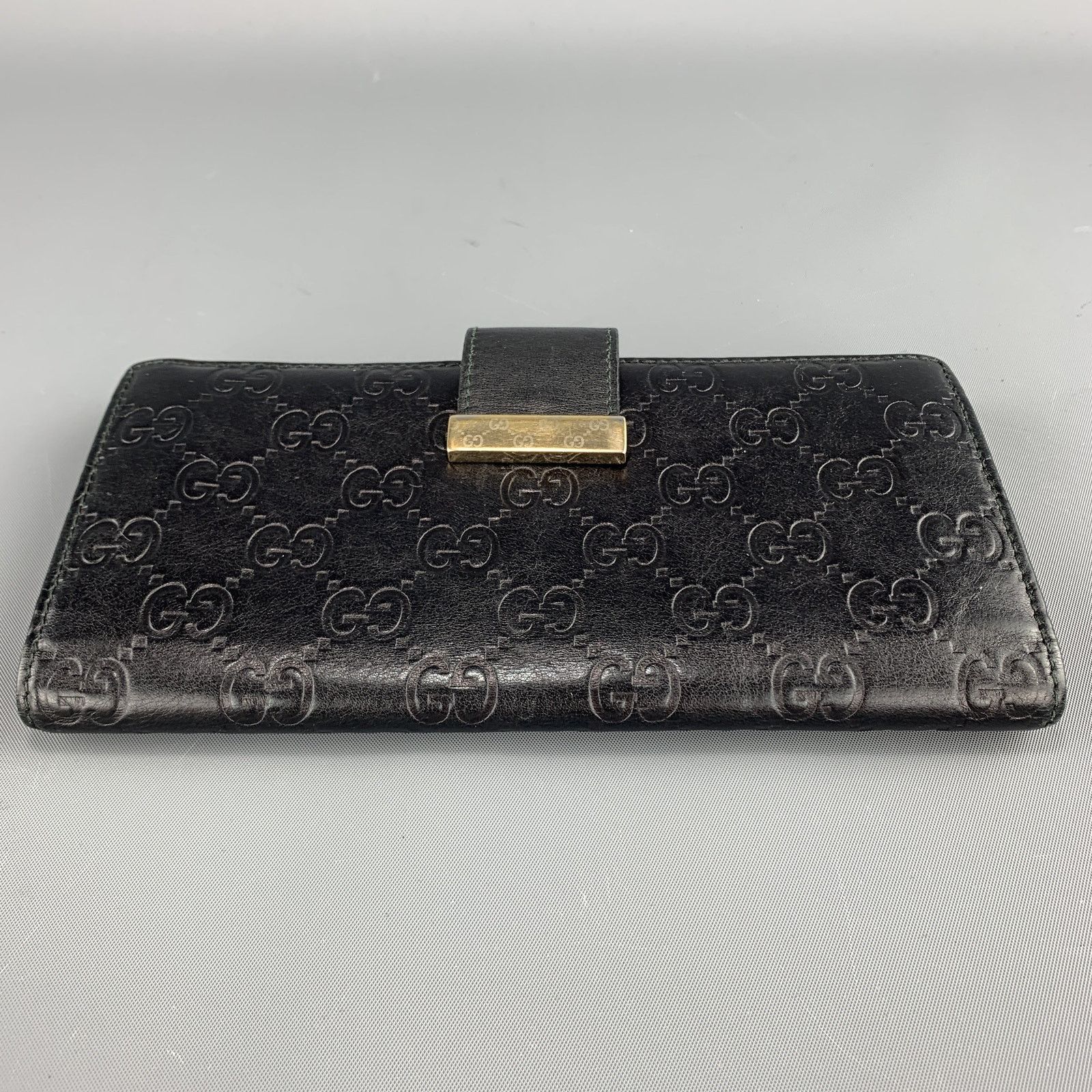 Gucci GUCCI Monogram Embossed Black Leather Checkbook Wallet Size ONE SIZE - 5 Thumbnail