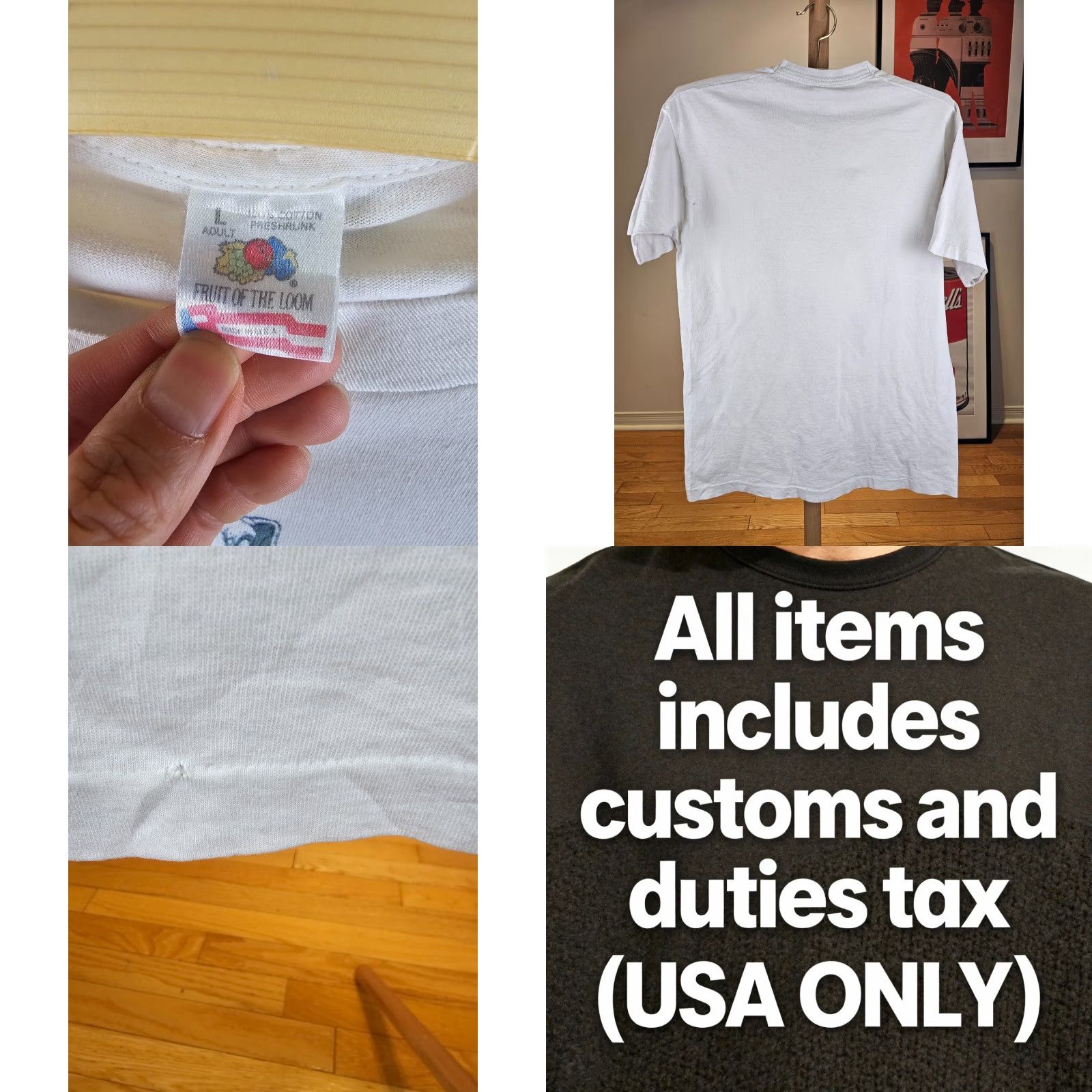 Fruit Of The Loom VINTAGE THEY WERE HERE FIRST WHITE SINGLE STITCH COTTON T-SHIRT SZ LARGE Mens Shirt 90s Cotton Popular Brand Fruit of the Loom T-Shirt White Ss 90s Size US L / EU 52-54 / 3 - 8 Thumbnail