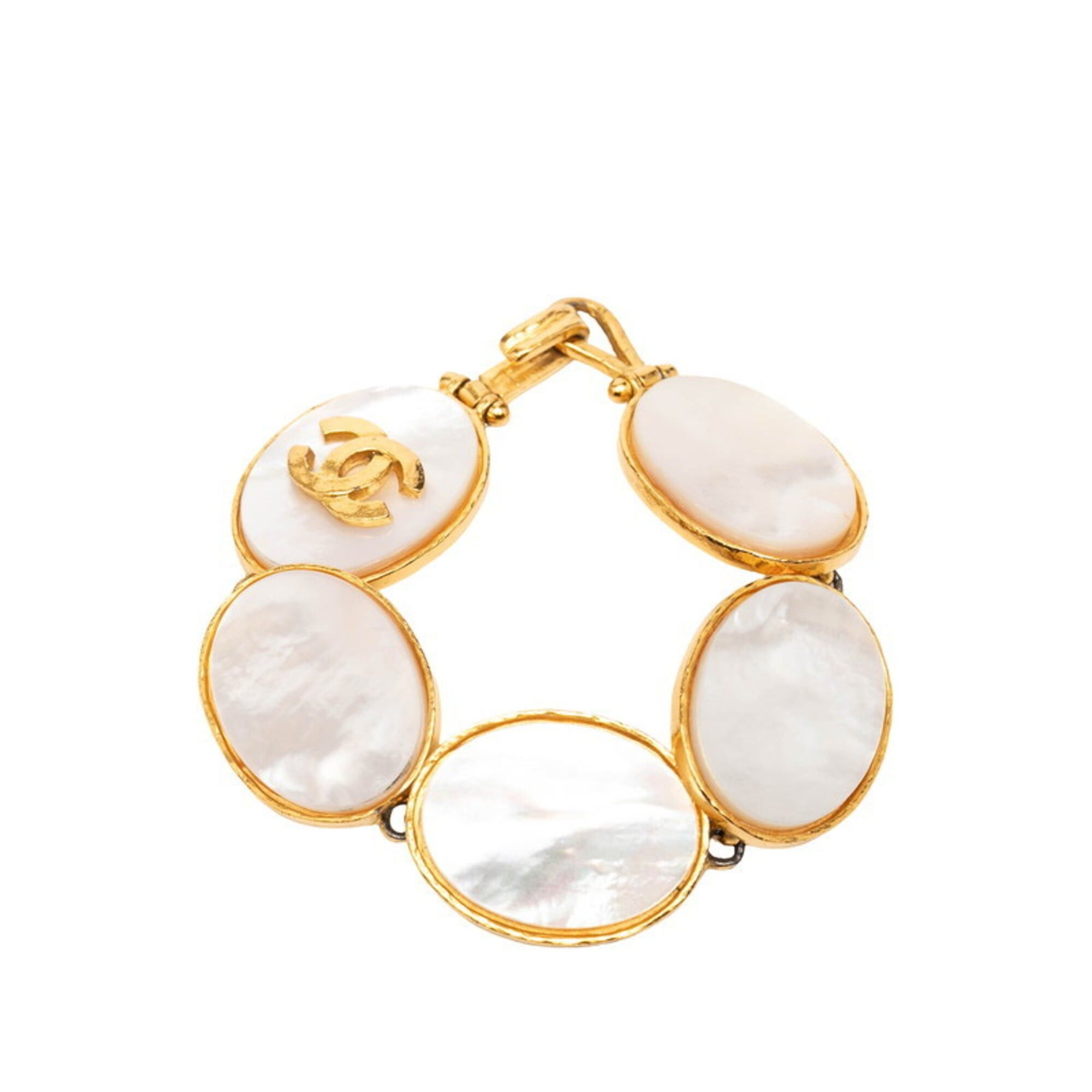 Chanel Chanel Coco Mark Bangle, Gold and White Plated, Women's CHANEL Size ONE SIZE - 1 Thumbnail