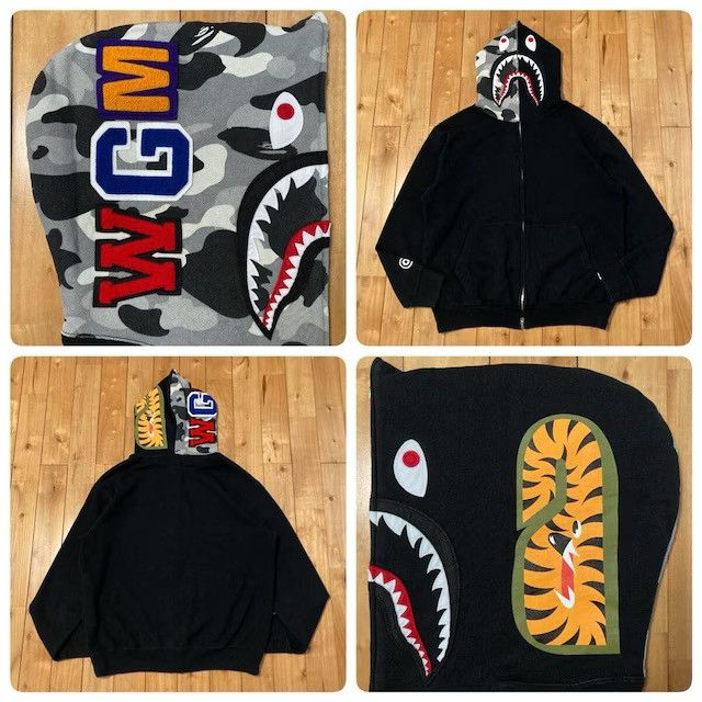 Bape × Lacoste BAPE × LACOSTE L!VE CROCODILE shark FULL ZIP HOODIE