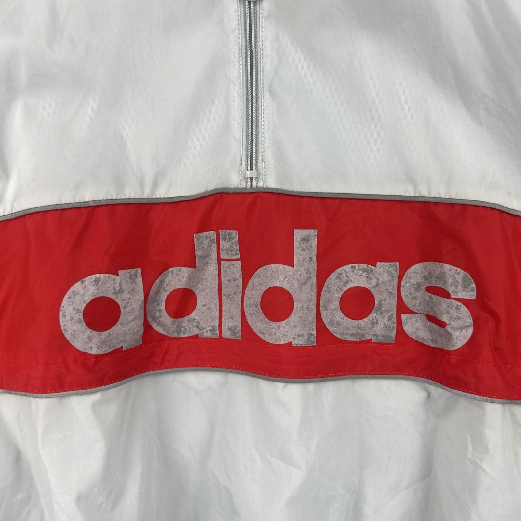 Adidas VINTAGE Adidas Windbreaker Shirt Unisex Adults M Gray 90s Big Logo Spell Out Stowaway Hood EUC Size US M / EU 48-50 / 2 - 6 Thumbnail