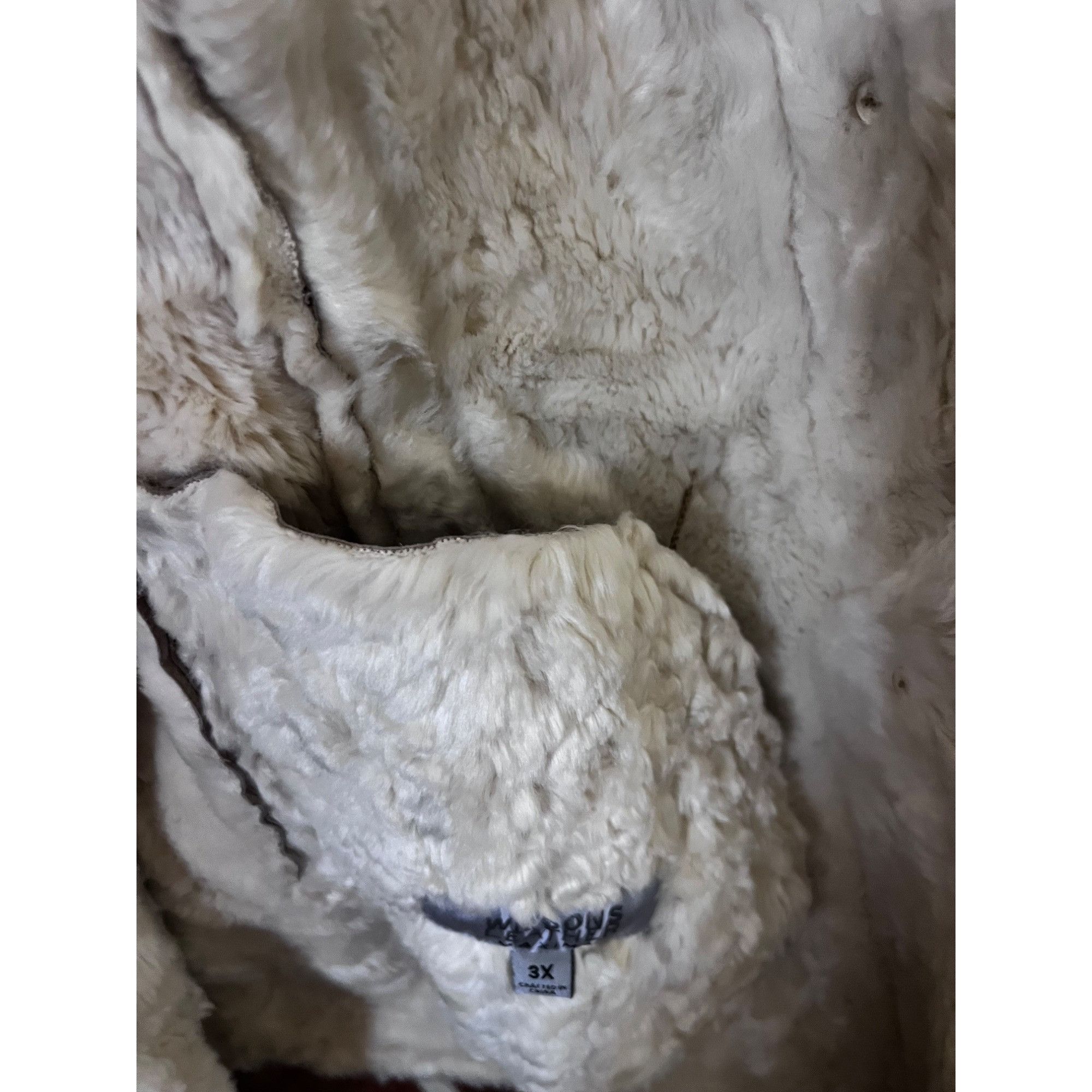 Wilsons Leather Wilsons Womens Vintage Beige Leather Suede Faux Fur Maxima B Size 3XL / US 20-22 - 7 Thumbnail