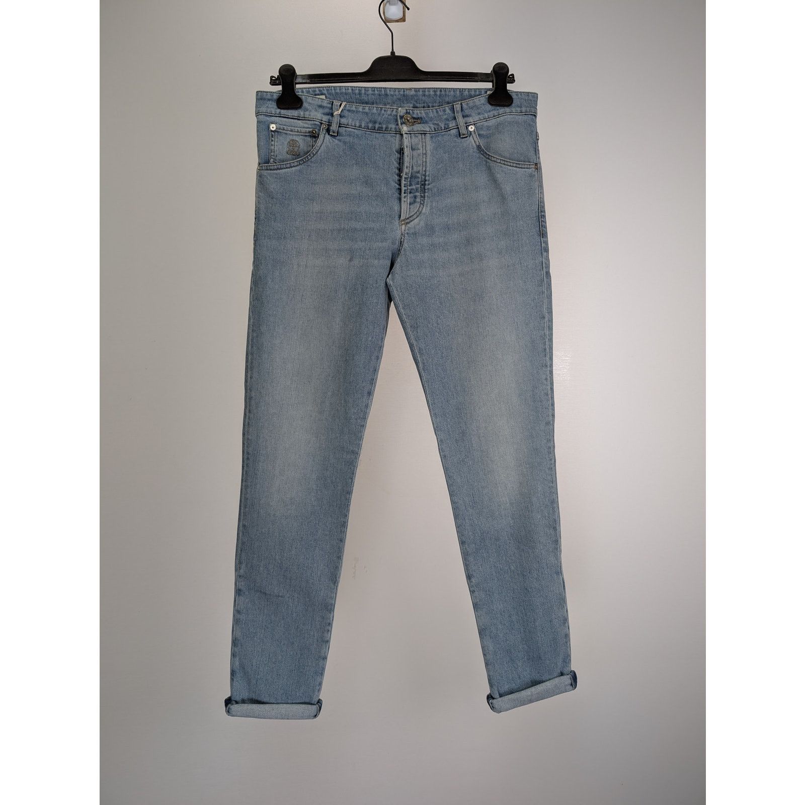 Brunello Cucinelli o1rshd1 Skinny Fit Denim Jean in Blue Size US 36 / EU 52 - 1 Thumbnail