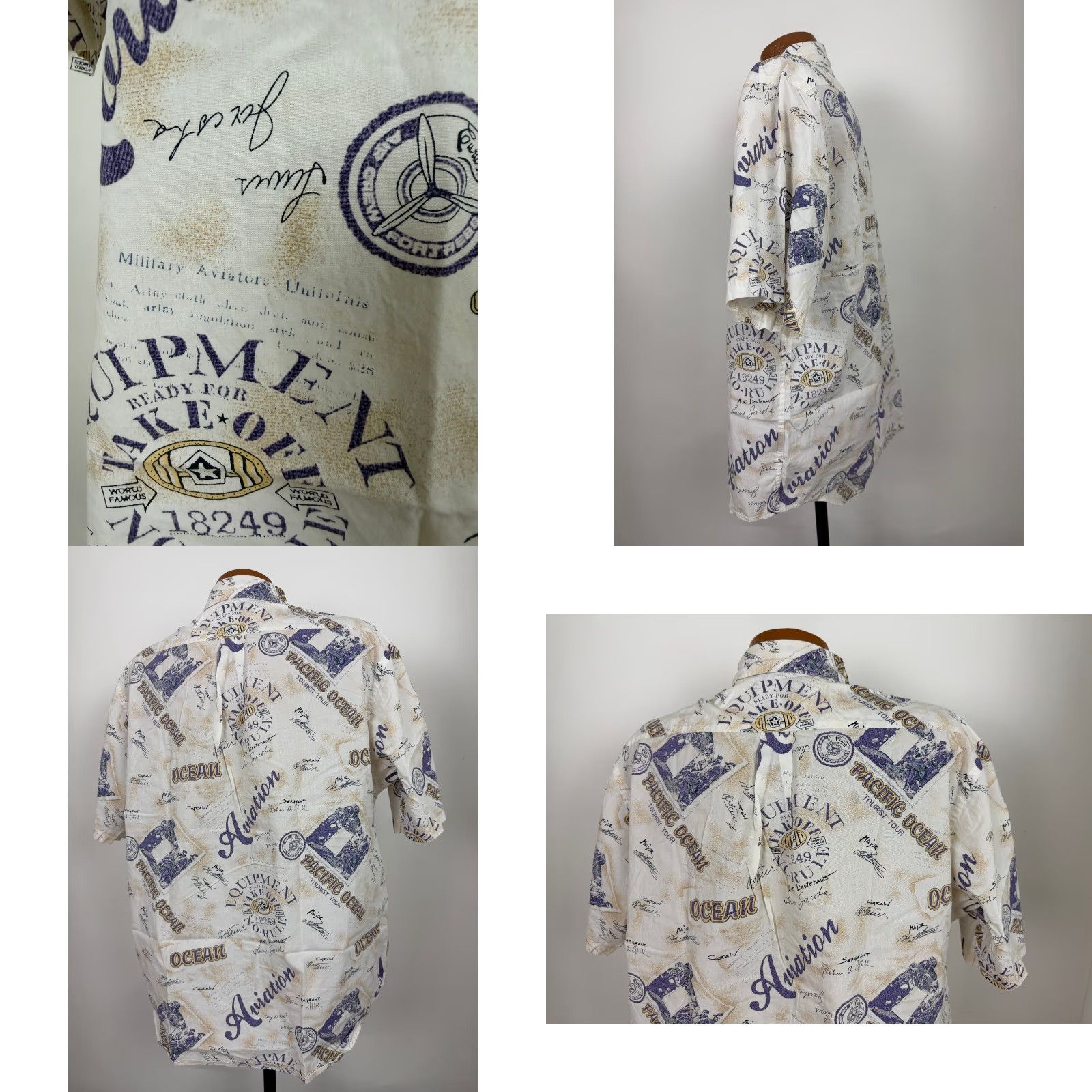 Roundtree & Yorke VINTAGE 90s Aviation Shirt Men Large Air Force Military Aircraft Pacific Ocean Size US L / EU 52-54 / 3 - 8 Thumbnail