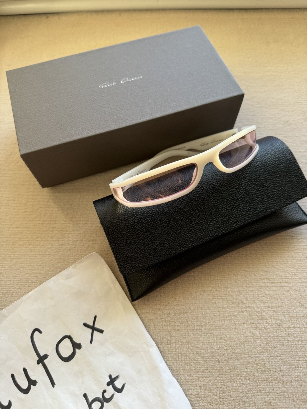 image of Rick Owens New | Ss22 Fogachine Runway „Fog“ Sunglasses White/pink, Men's