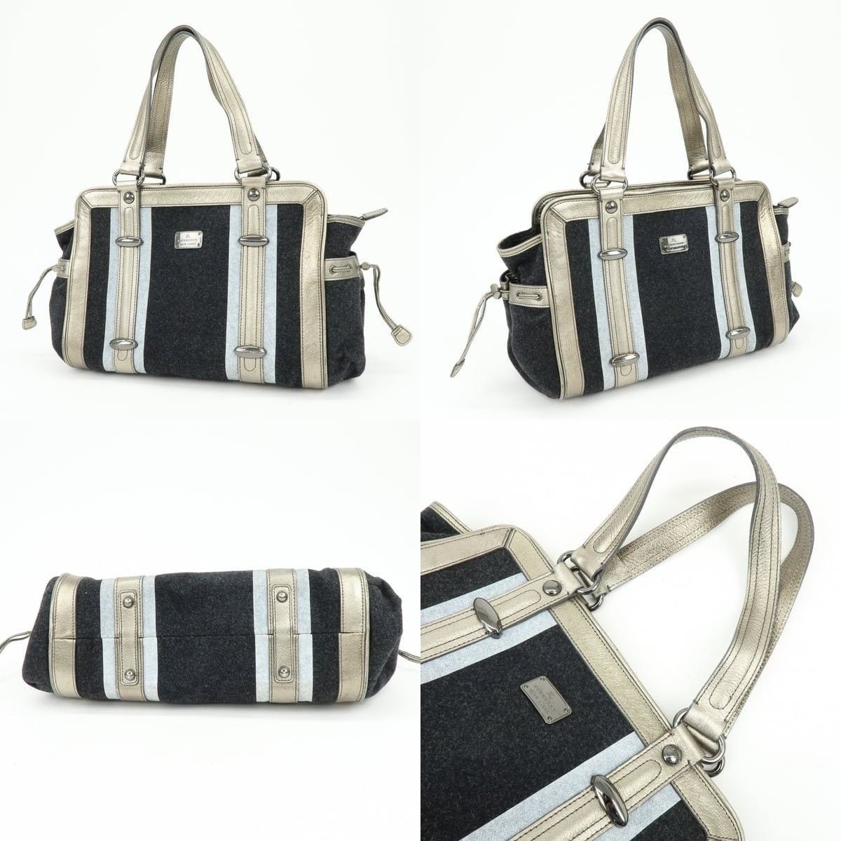Burberry Burberry Blue Label Wool & Leather Shoulder Bag Gray Size ONE SIZE - 3 Thumbnail