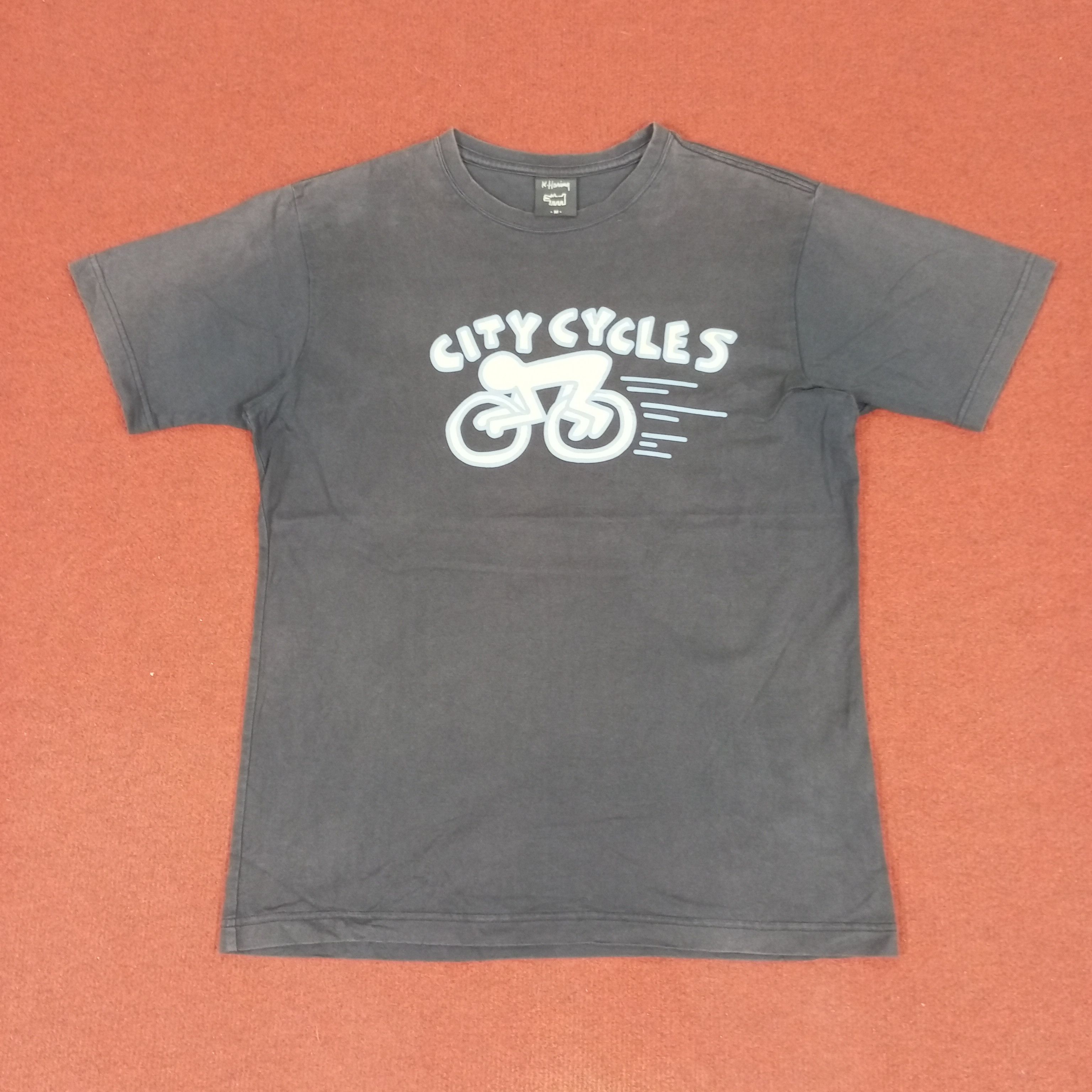 Keith Haring × Vintage Keith Haring City Cycles Streetwear Style Tshirt Size US M / EU 48-50 / 2 - 1 Thumbnail