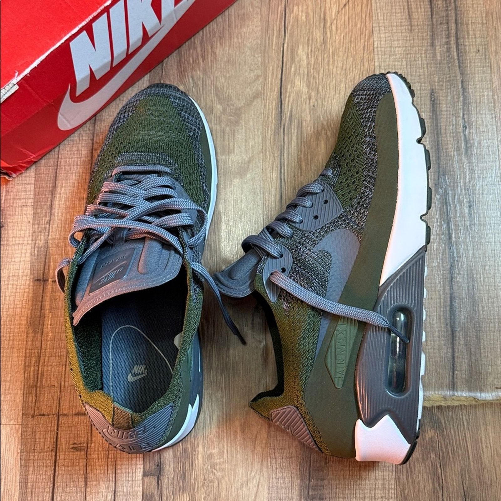 Nike 2016 Nike Air Max 90 Ultra 2.0 Flyknit 'Rough Olive Green' Size US 9 / EU 42 - 3 Thumbnail