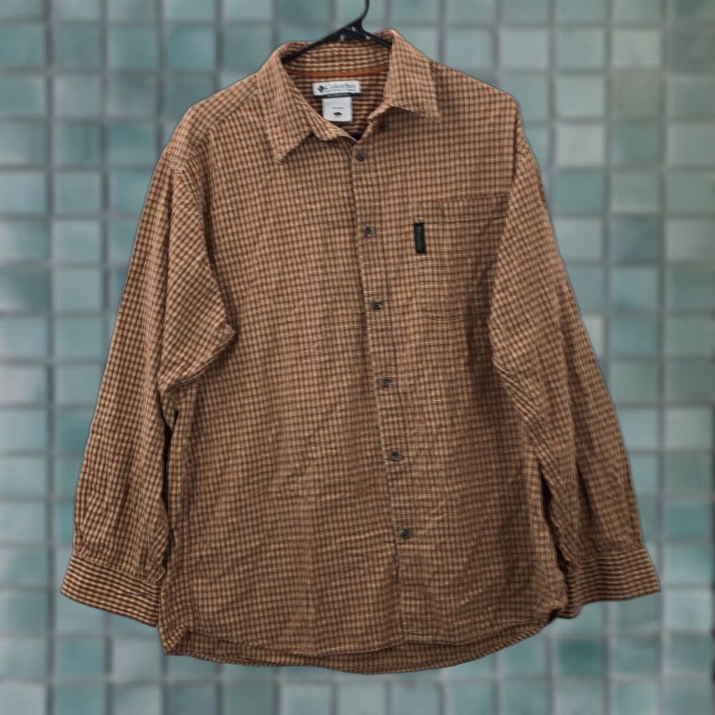 Vintage VINTAGE Columbia Shirt Mens Plaid Button-Up Long Sleeve Cotton Brown L Adult Regular 45 in Chest Mens Size US L / EU 52-54 / 3 - 1 Thumbnail