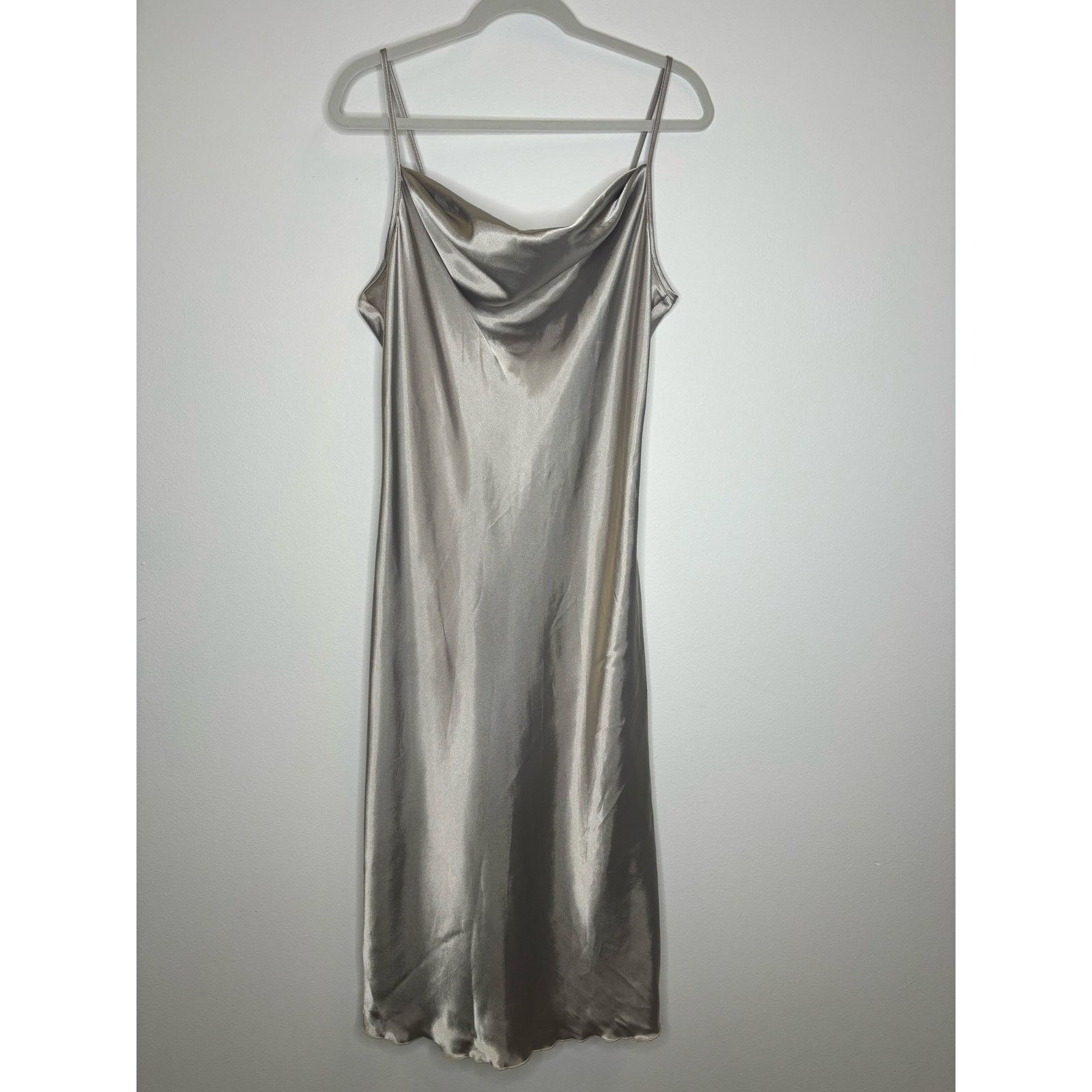 Bebe Bebe silver slip dress with cowl neck Size L / US 10 / IT 46 - 4 Thumbnail