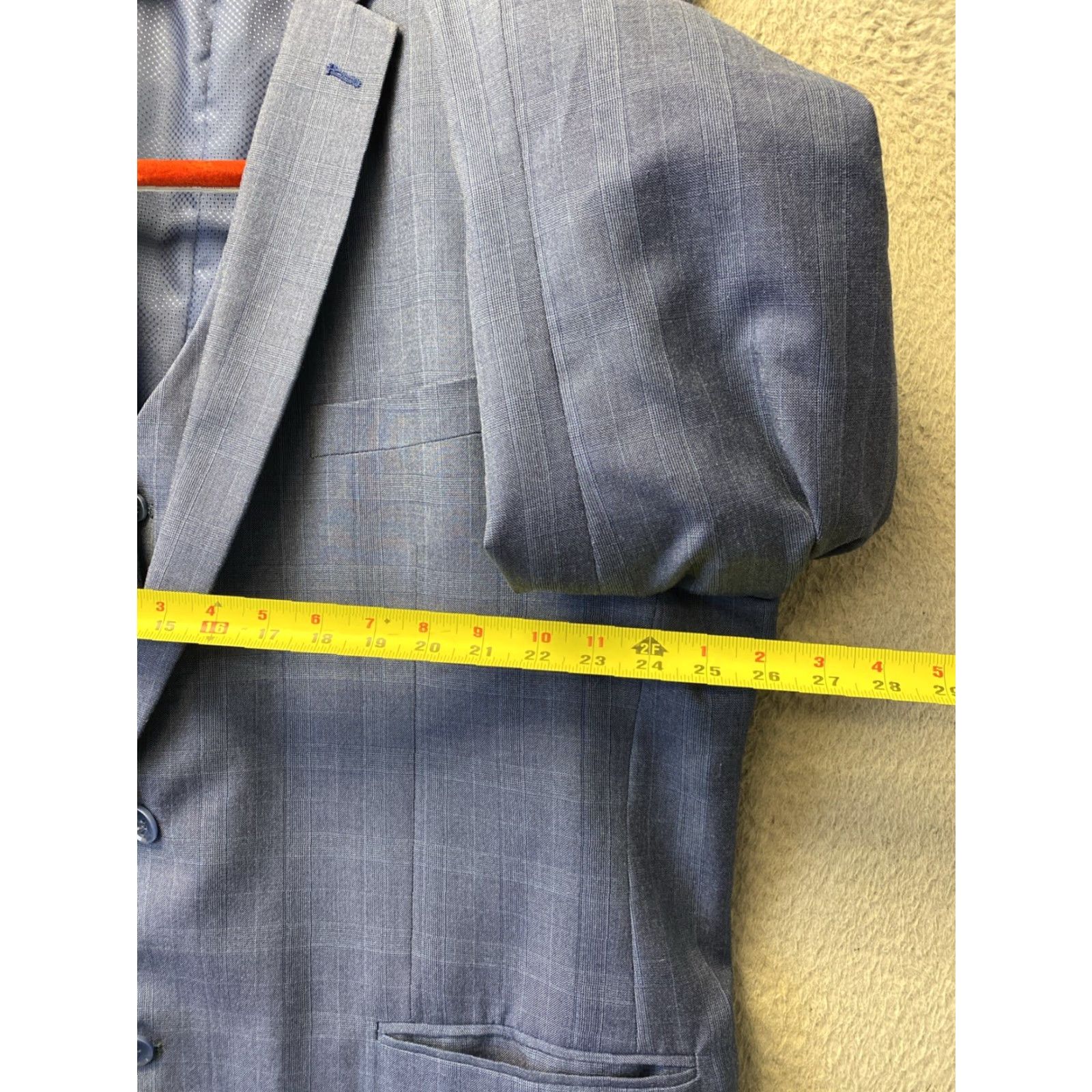 Vintage Bocaccio Uomo 50L 3 Piece Suit Blue Glenn Plaid Pants 44x39 2 Button /0647 Size 50R - 5 Thumbnail