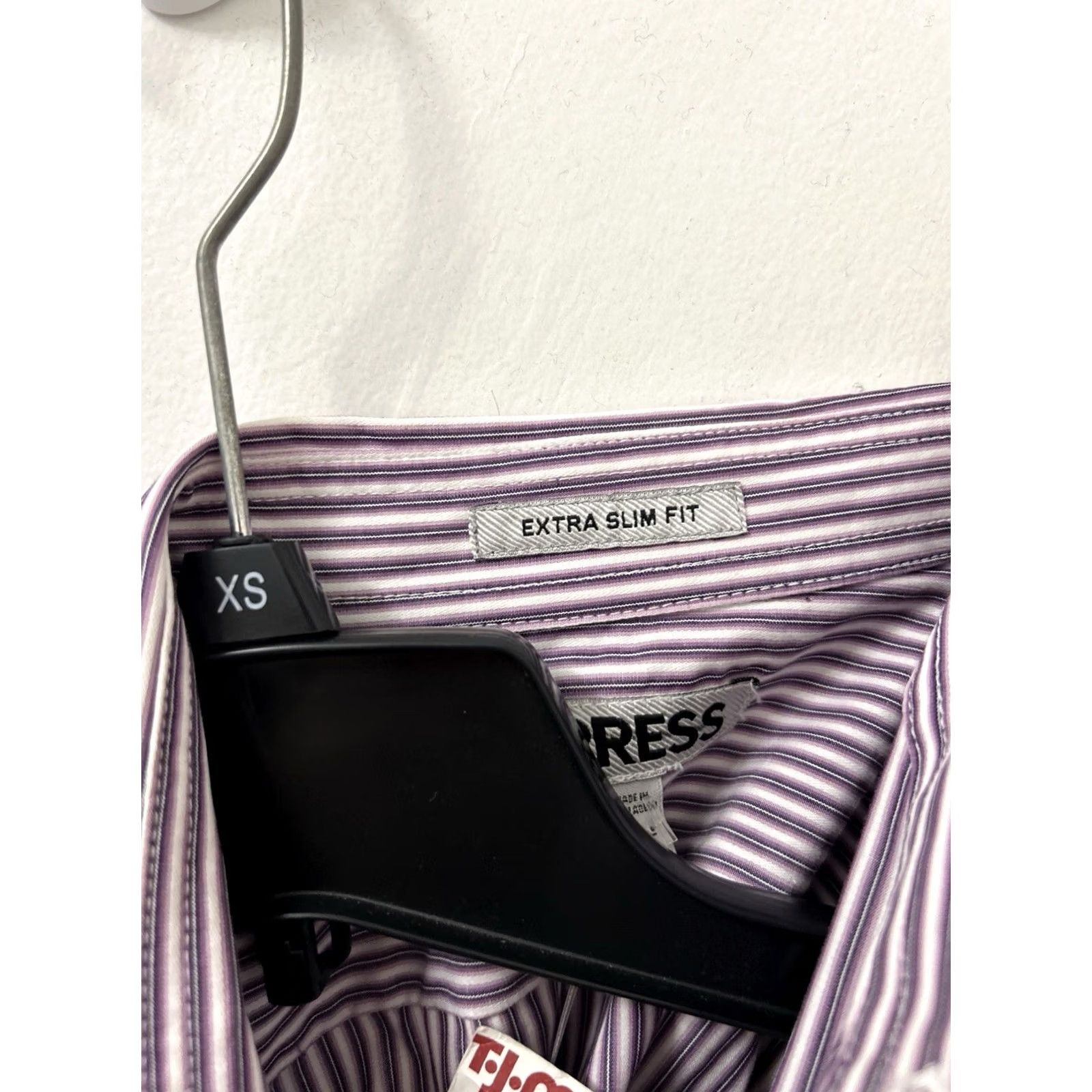 Express VINTAGE? No. Express Dress Shirt Mens XL Purple White Striped Extra Slim Button Up Long Sleeve Size US XL / EU 56 / 4 - 5 Thumbnail