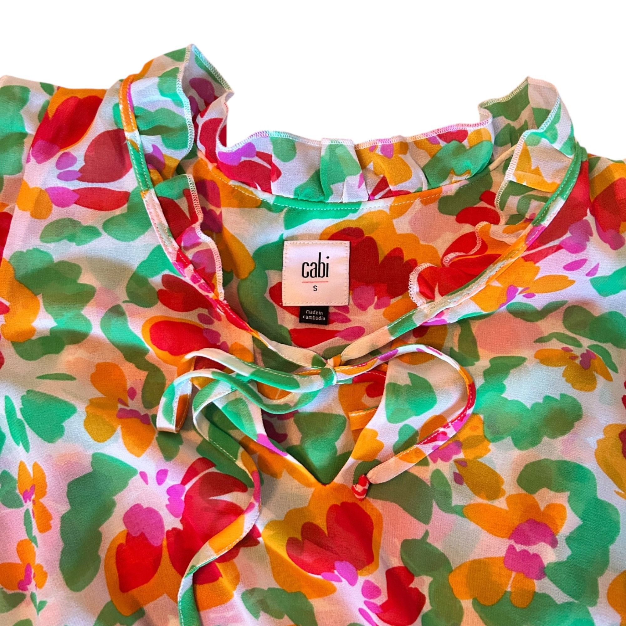 Other Cabi Painterly Watercolor Floral Whimsical Ruffle Midi Dress Size S / US 4 / IT 40 - 4 Thumbnail