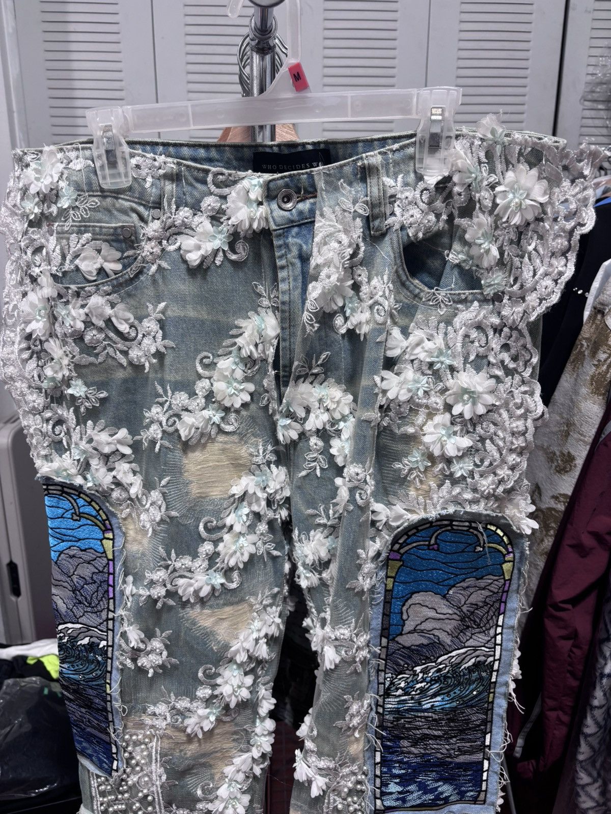 Who Decides War Who Decides War Rhinestone Washed Denim Sky Size US 30 / EU 46 - 7 Thumbnail