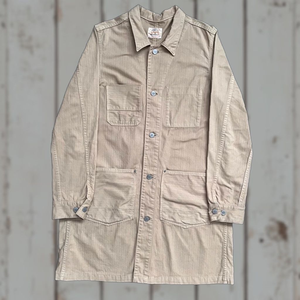 Big John VINTAGE Big John Shirt (Jacket) Men’s M Beige Chore Work Long Jacket HBT Japan Size US M / EU 48-50 / 2 - 1 Thumbnail