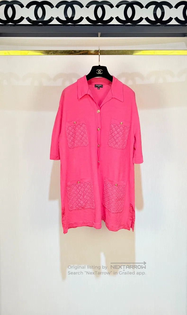 Chanel Chanel 21p rose four-pocket knitted short sleeves Size XXS / US 00 / IT 34 - 1 Thumbnail