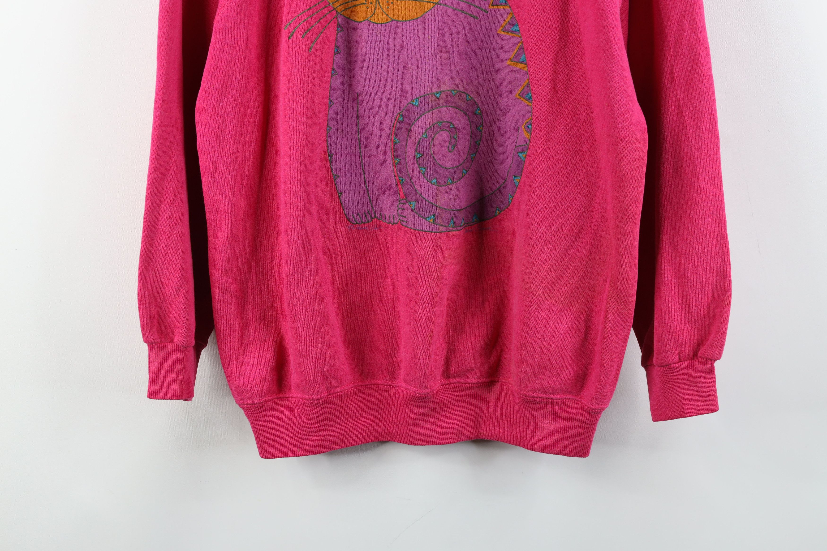 Vintage Vintage 90s Streetwear Art Cat Kitten Sweatshirt Pink USA Size M / US 6-8 / IT 42-44 - 3 Thumbnail