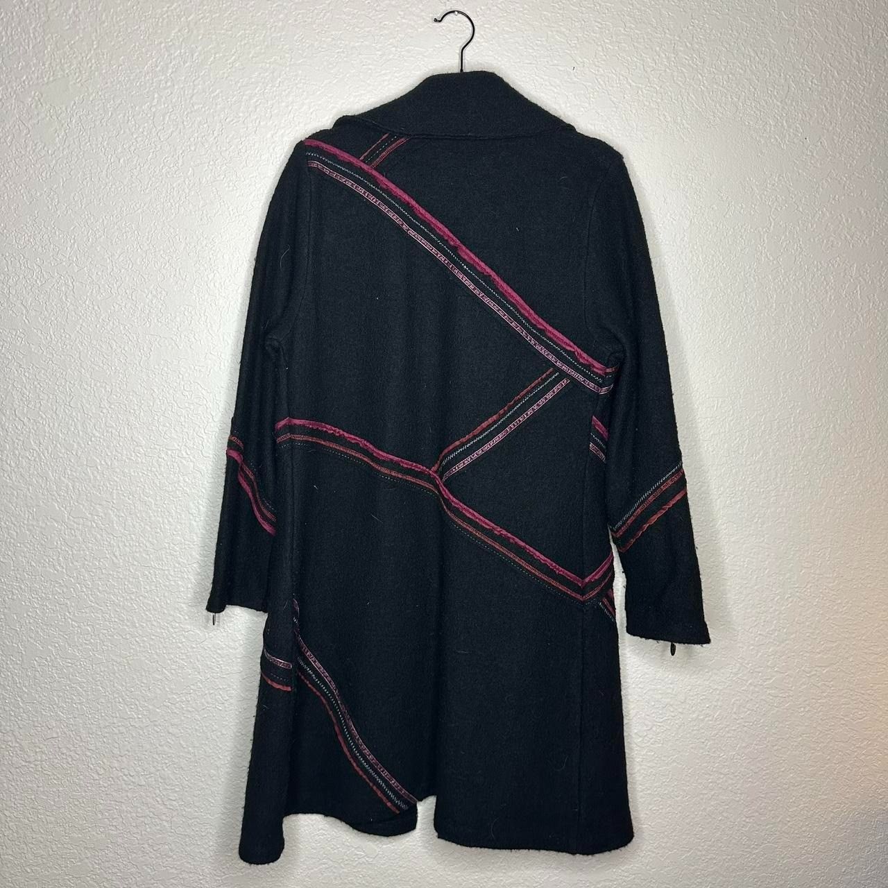 Other Vintage Black & Red Zipper Embellished Coat Size L / US 10 / IT 46 - 2 Thumbnail