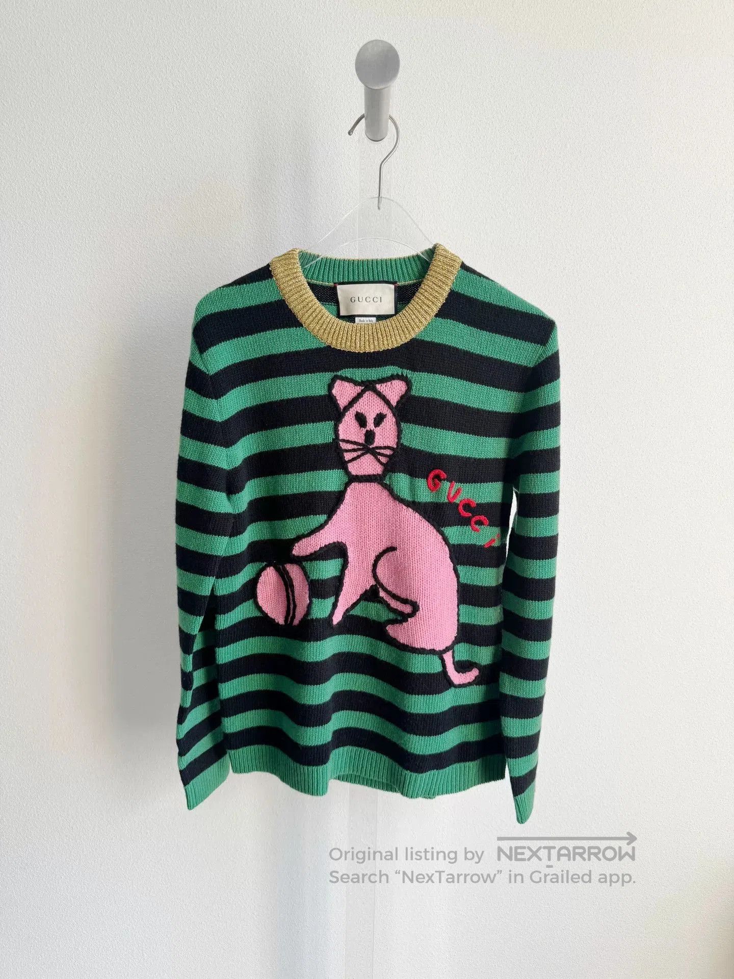 Gucci Gucci Green Cat Striped Sweater XS. Size XS / US 0-2 / IT 36-38 - 1 Thumbnail