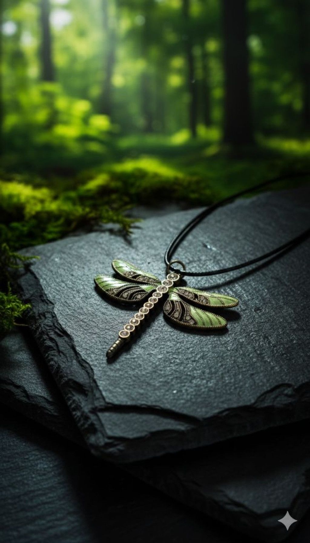 Other Green enamel & rhinestone dragonfly pendant Necklace Size ONE SIZE - 1 Thumbnail