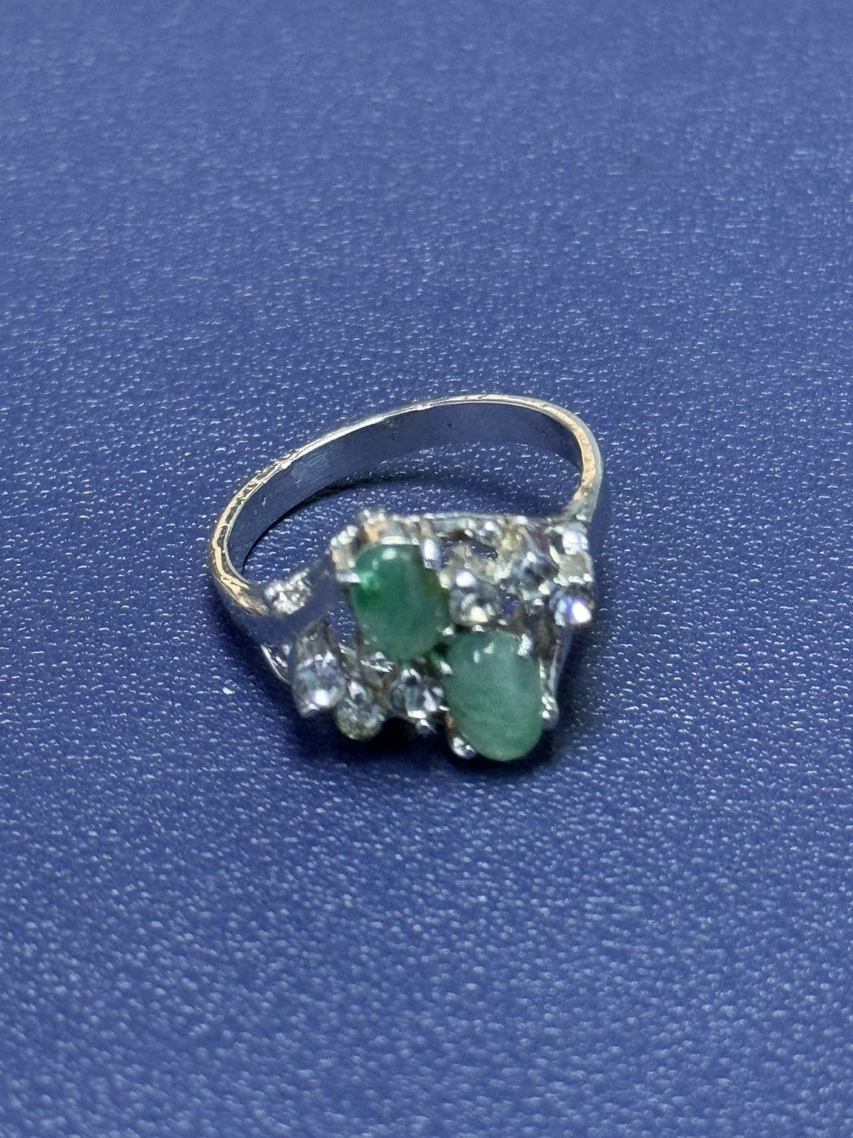 Jewelry × Sterling Silver EMERALD DIAMOND SILVER RING Size ONE SIZE - 4 Thumbnail