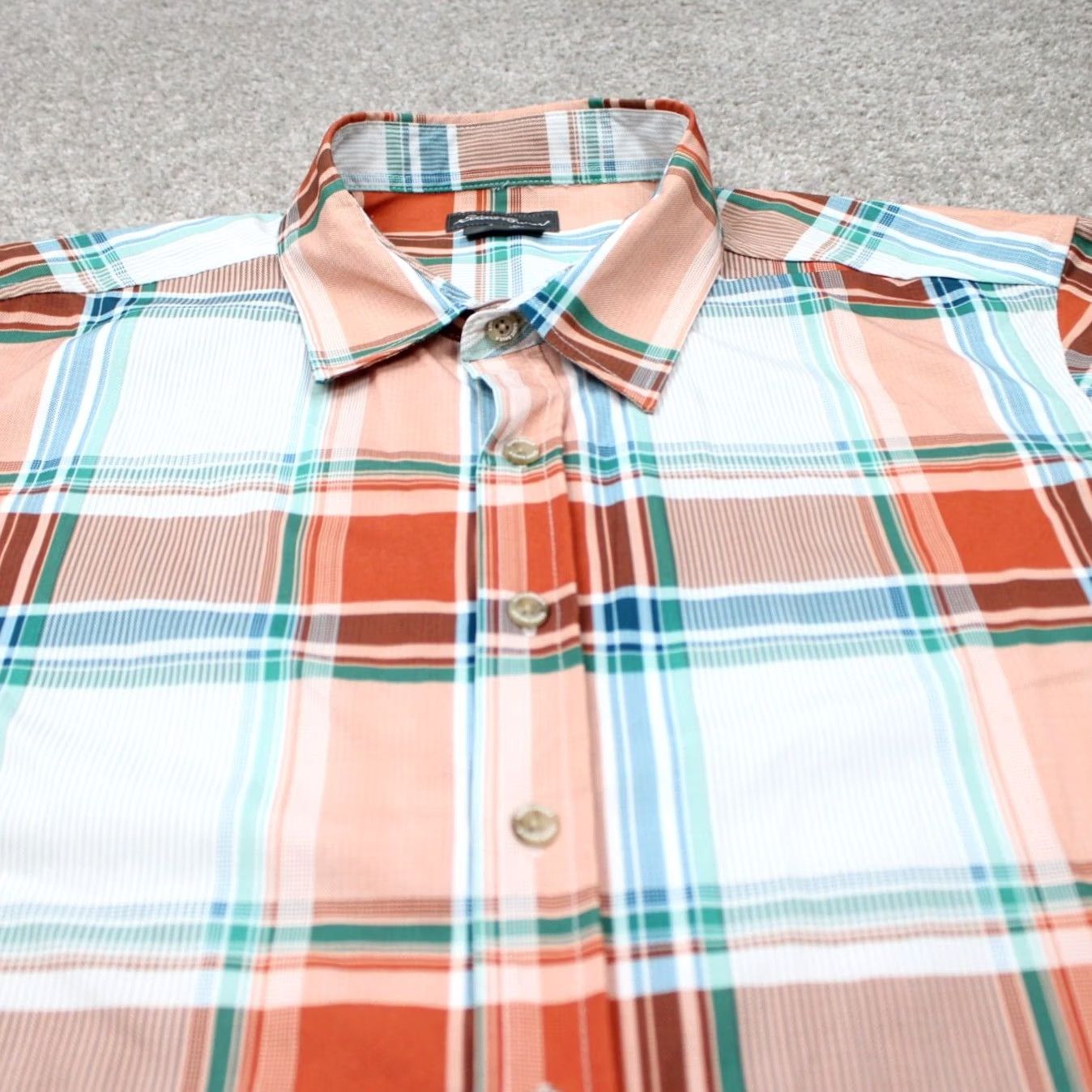 Eddie Bauer Eddie Bauer Shirt Mens XL Green/Orange/White Button-Up Short Sleeve Plaid Classic Cotton-Polyester Stretch Size US XL / EU 56 / 4 - 4 Thumbnail