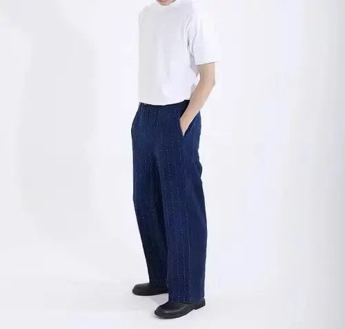 High Sport × Japanese Brand Japanese Blue Indigo Dye Striped Sashiko Pants Size US 32 / EU 48 - 4 Thumbnail