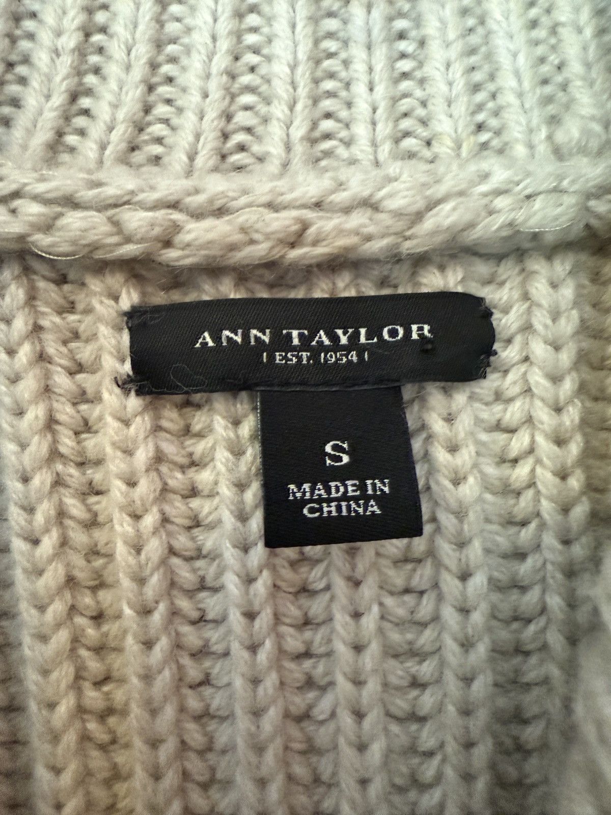 Ann Taylor Merino Wool Blend Beige Tan Faux Fur Vest Jacket