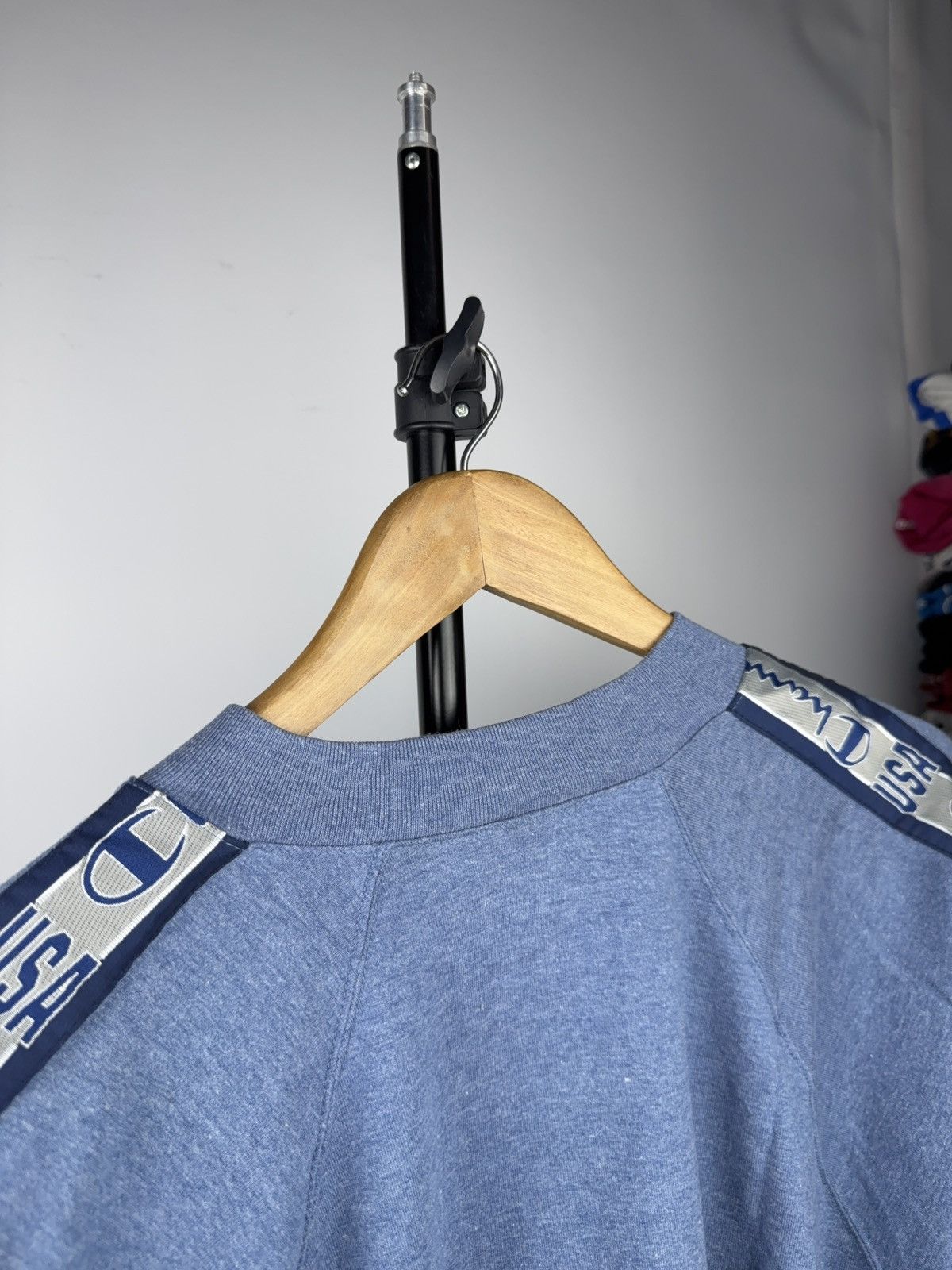 Champion 90s Vintage Champion USA Tape Sleeve Henley T-Shirt Blue Size US L / EU 52-54 / 3 - 11 Thumbnail