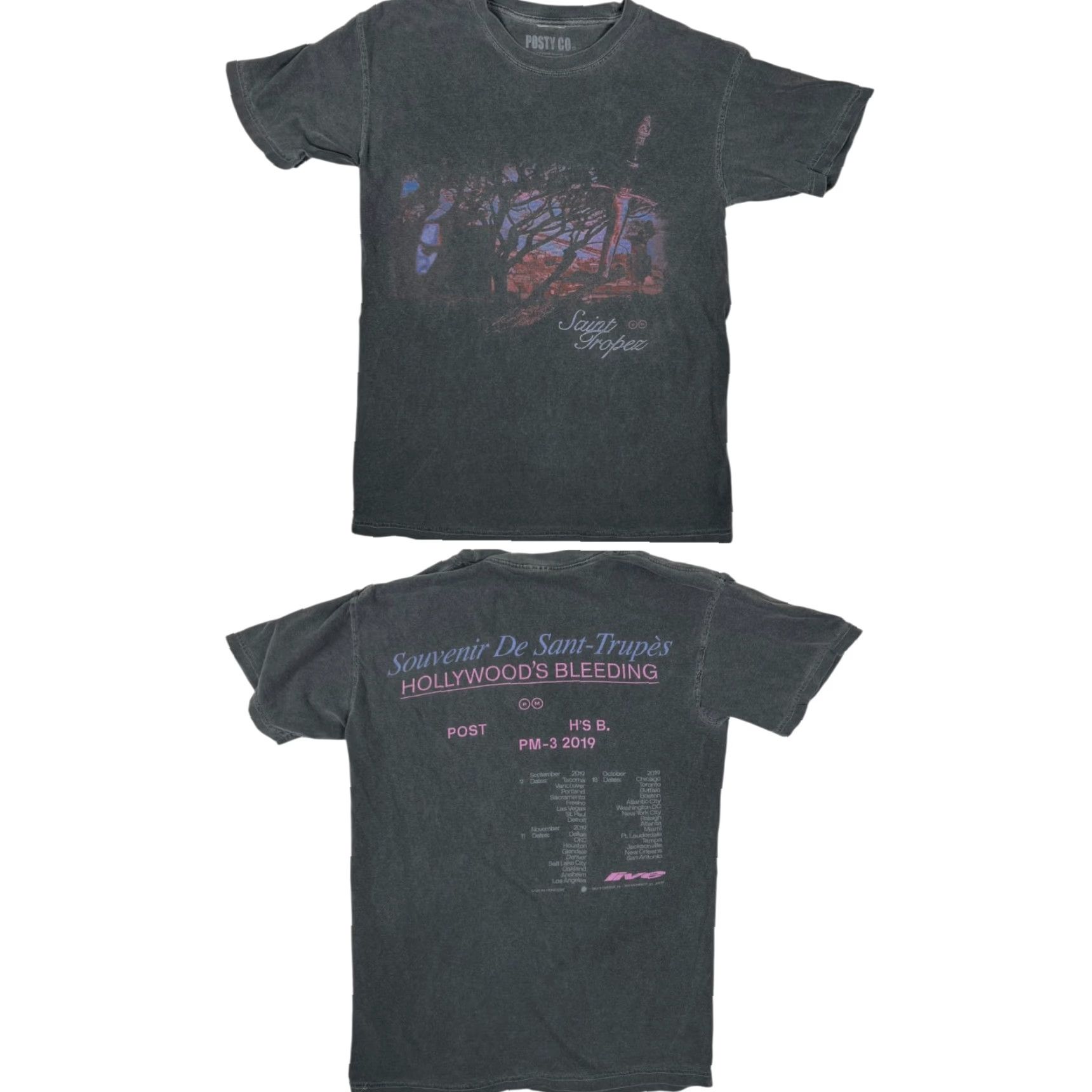 Vintage Post Malone T-Shirt Hollywood’s Bleeding Tour Saint Tropez Small Men Black Crew Neck Short Sleeve Rock Logo 2019 Regular Cotton Size US S / EU 44-46 / 1 - 2 Thumbnail