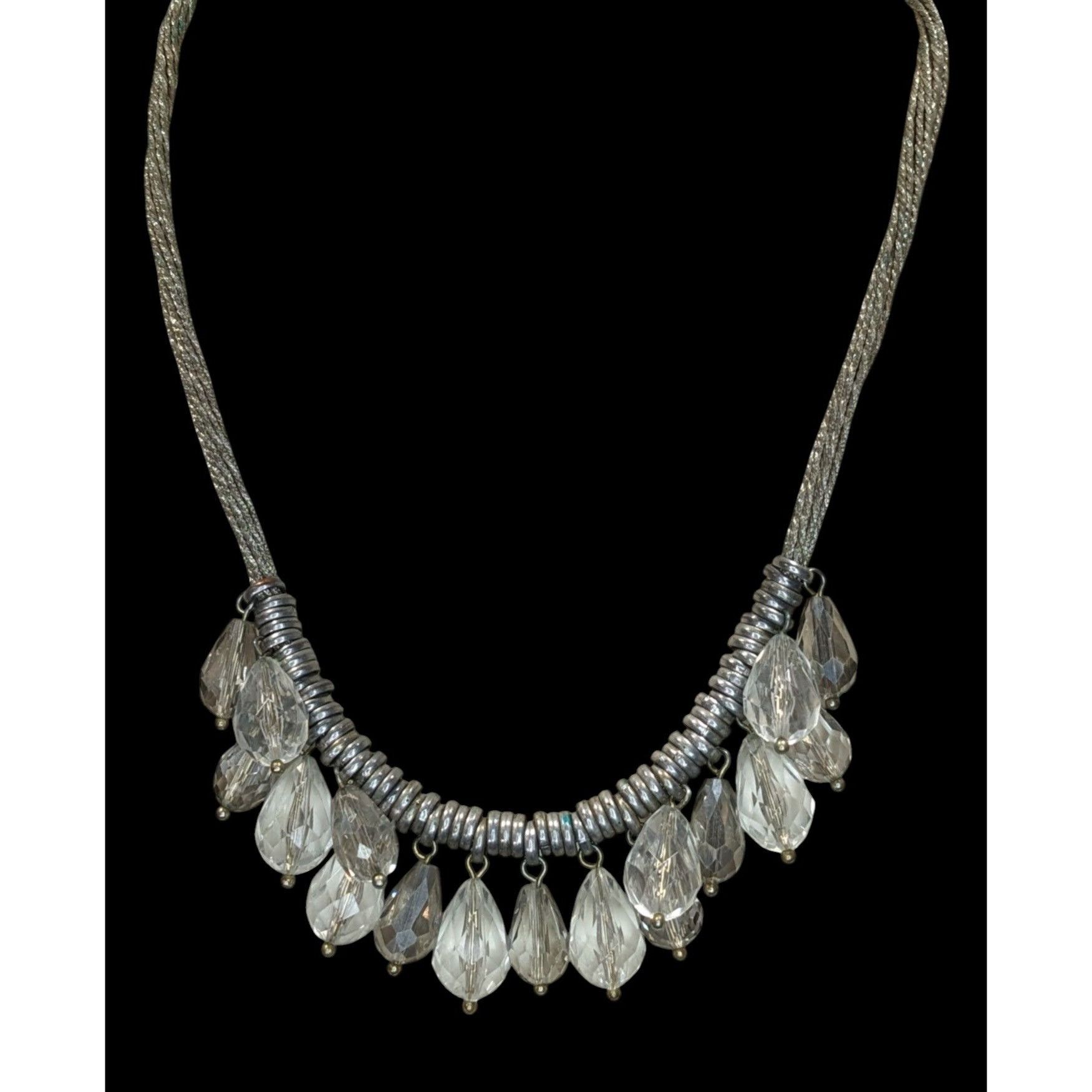 Loft LOFT Preppy Silver-Tone Statement Necklace With Faceted Tear Size ONE SIZE - 5 Thumbnail