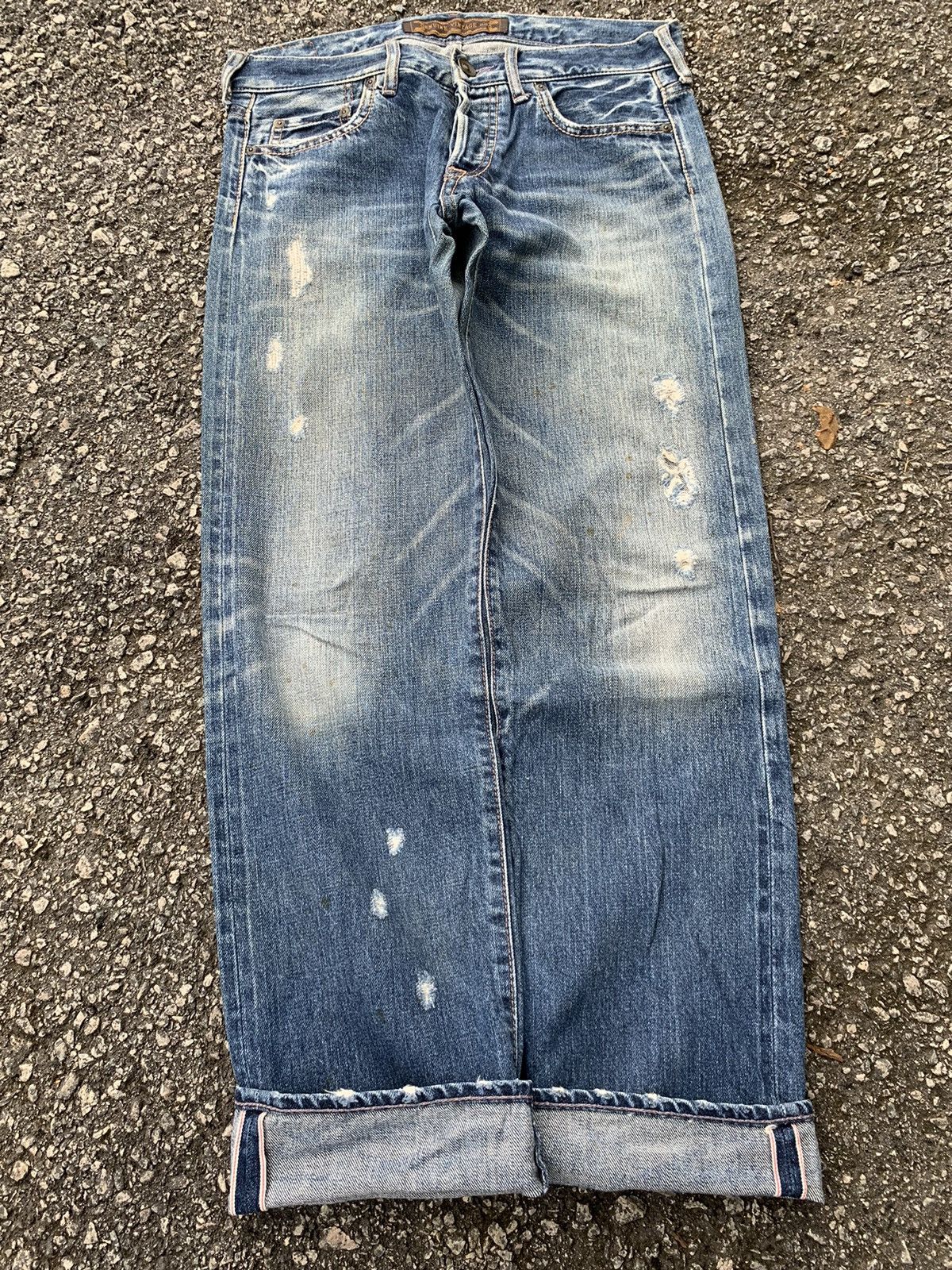 GOA GENUINE VINTAGE GOA JAPANESE SELVEDGE PUNK DISTRESSED DENIM☠️ Size US 30 / EU 46 - 5 Thumbnail