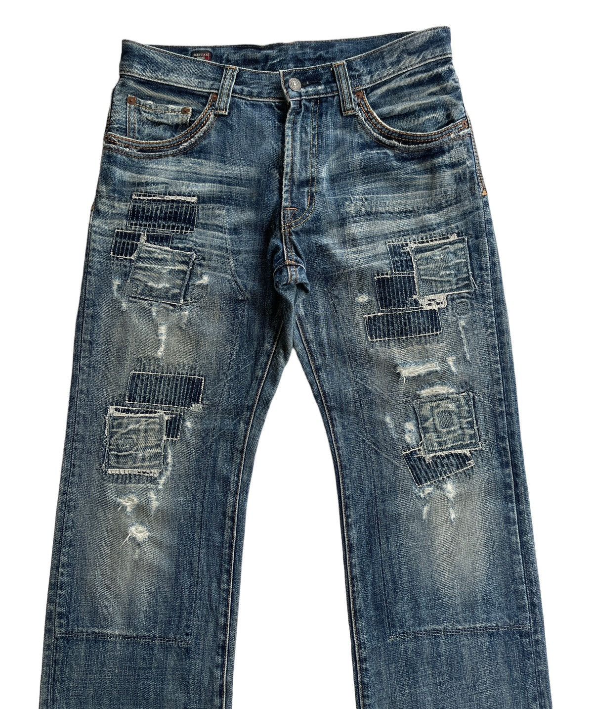 Japanese Brand Bartack Sashiko Boro Patchwork Denim Kapital Japan Size US 31 - 4 Thumbnail