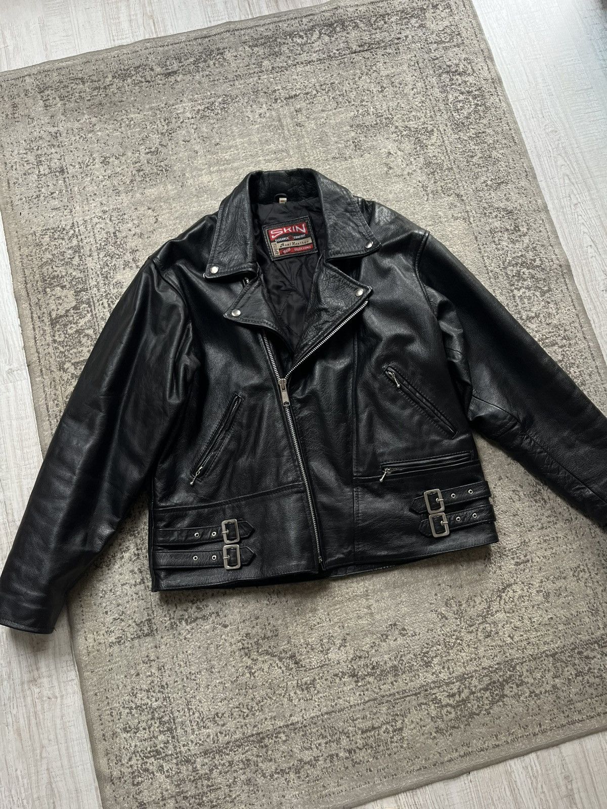 Genuine Leather × Vintage Vintage black ramones biker leather jacket Size US XL / EU 56 / 4 - 2 Thumbnail