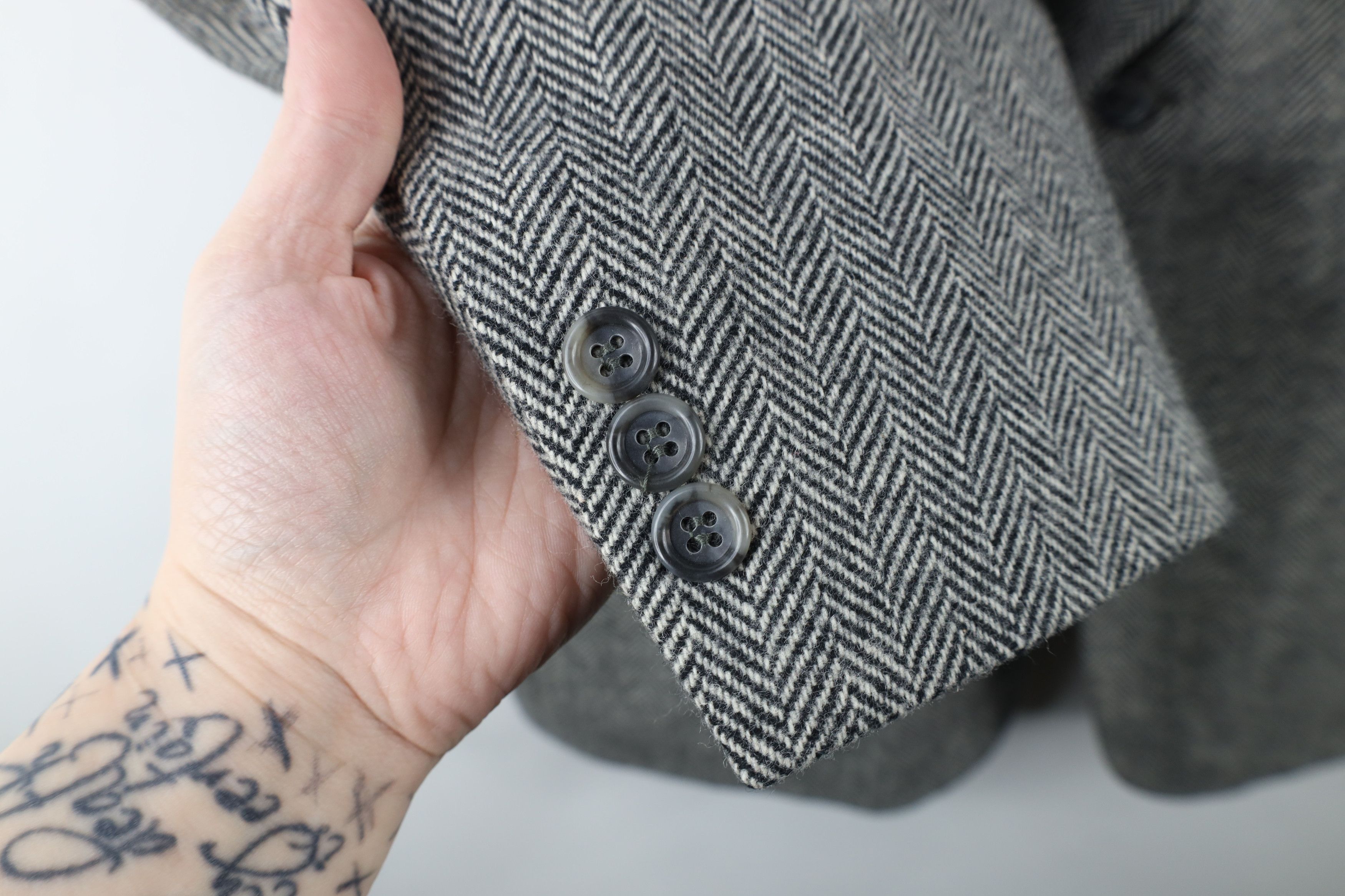 Vintage Vintage 90s Streetwear Herringbone Coat Blazer Jacket USA Size US XL / EU 56 / 4 - 4 Thumbnail
